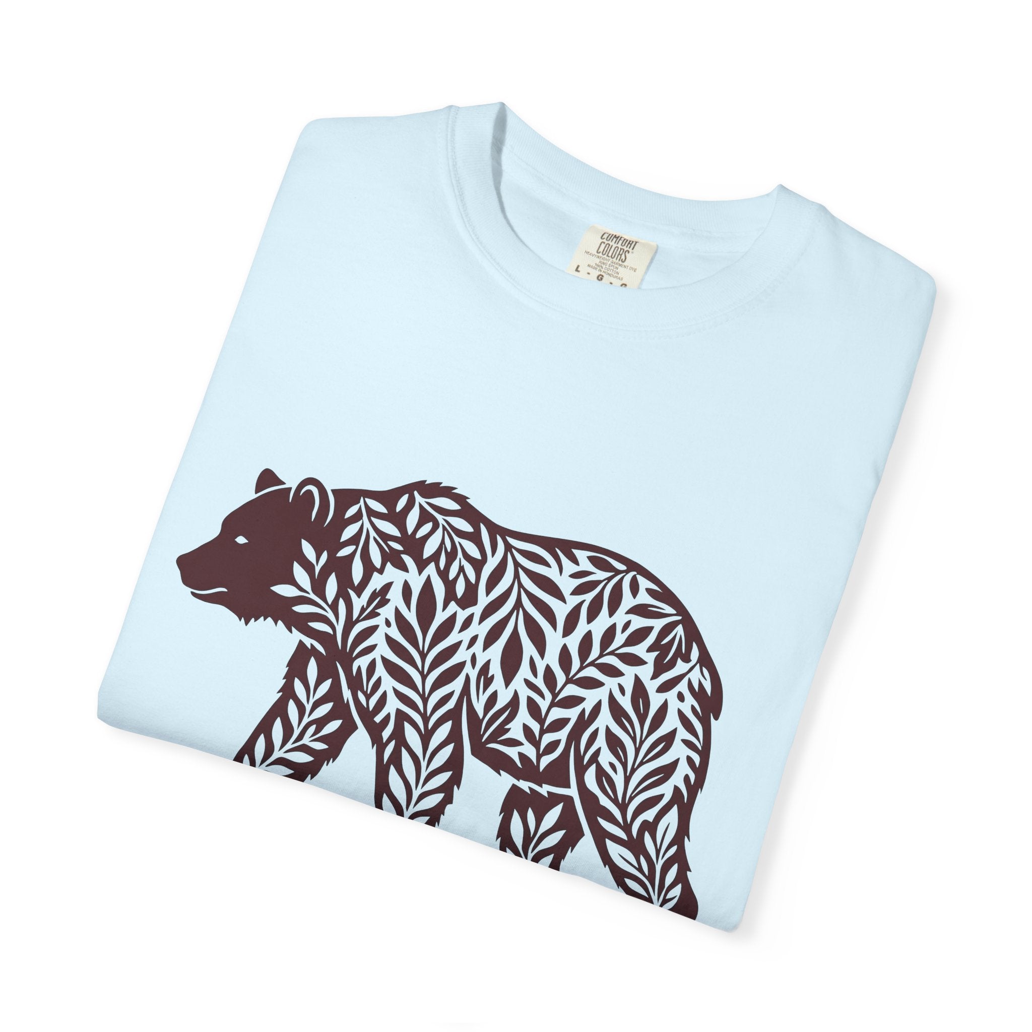 Bear Leaves Shirt Animals Nature Gift Women Botanical Tee Ursine T-Shirt Wildlife Fan Floral Tshirt Environmental Graphic Minimalist Foliage