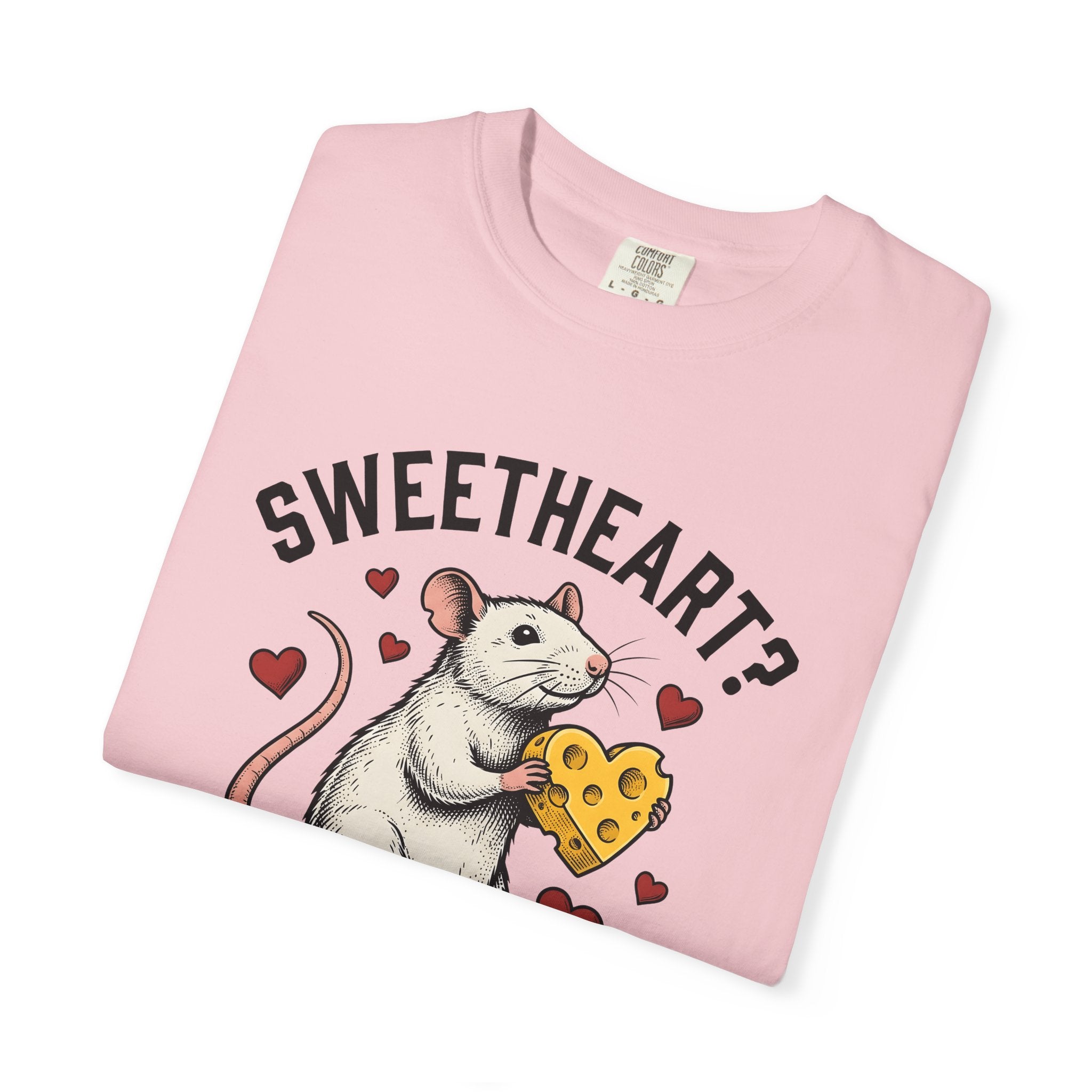 Rat Cheese Shirt Valentine's Day Animal Gift Women Vintage Tee Cheese T-Shirt Valentine Fan Retro Tshirt Creature Graphic Hand Drawn Hearts