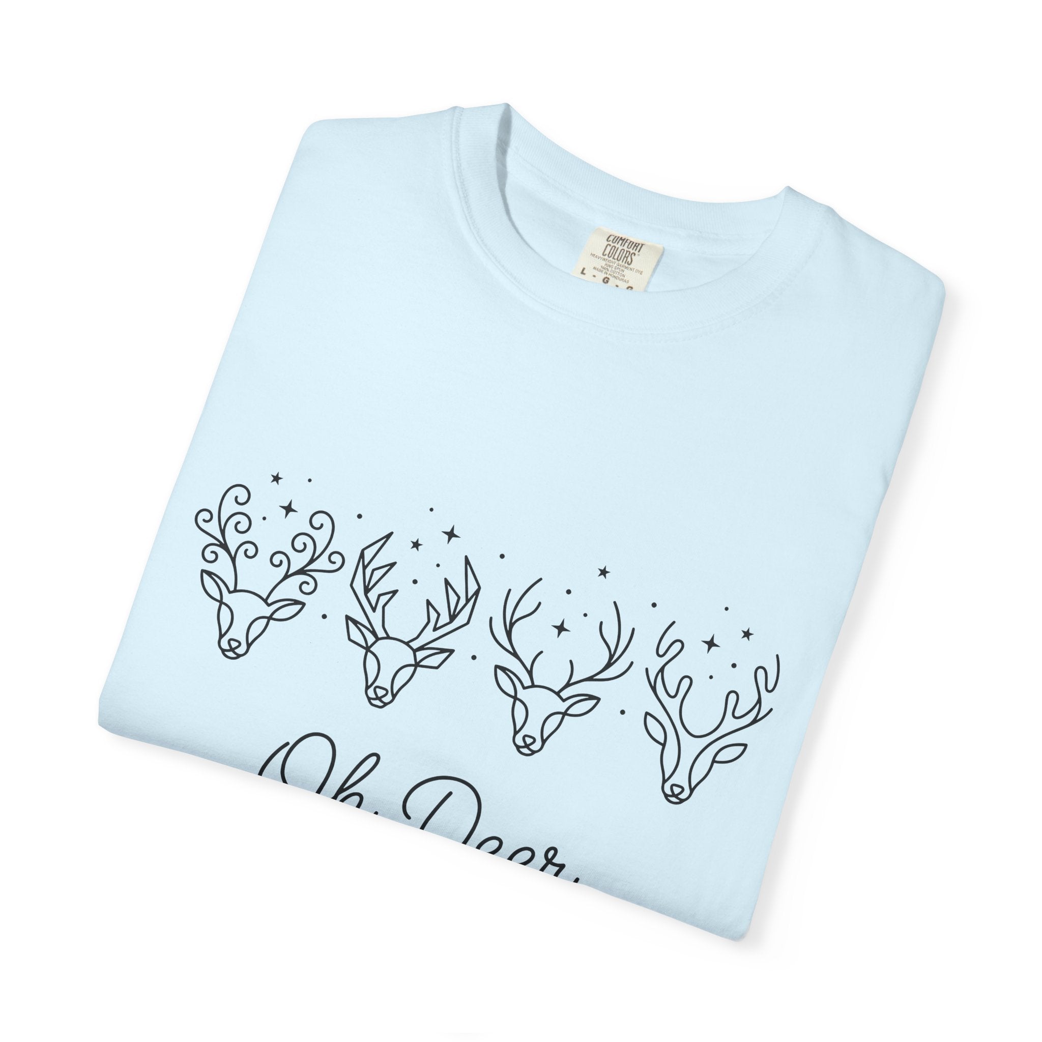 Elk Heads Shirt Christmas Fauna Gift Women Contemporary Tee Moose T-Shirt Xmas Fan Modern Tshirt Wildlife Graphic Contour Star Symbols