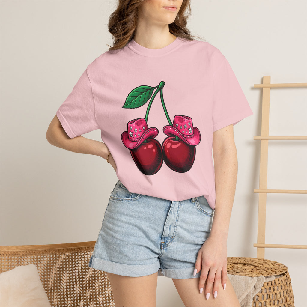 Cherry Cowboy Hat Shirt Cowgirl Harvest Gift Women Cartoon Tee Cowboy Hat T-Shirt Rodeo Fan Cartoon Tshirt Autumn Graphic Classic Star Icon
