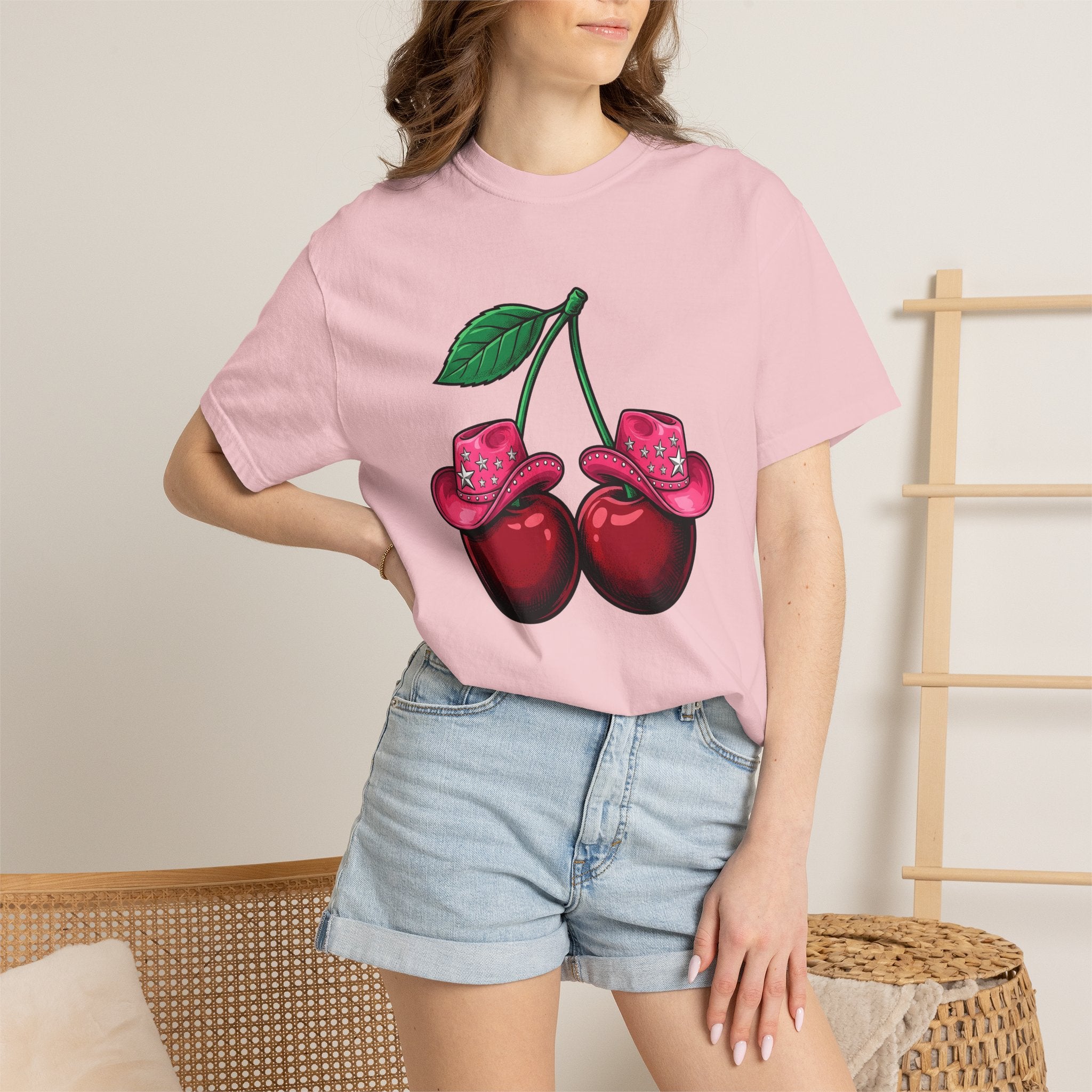 Cherry Cowboy Hat Shirt Cowgirl Harvest Gift Women Cartoon Tee Cowboy Hat T-Shirt Rodeo Fan Cartoon Tshirt Autumn Graphic Classic Star Icon