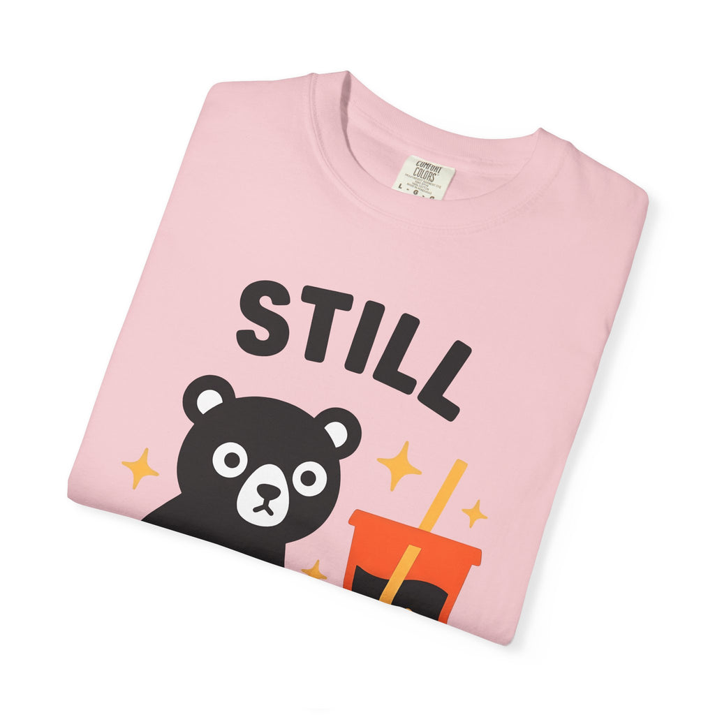 Bear Bubble Tea Shirt Coffee Wildlife Gift Women Cute Tee Boba T-Shirt Coffee Fan Animal Graphic Tshirt Simple Glitter Tshirt