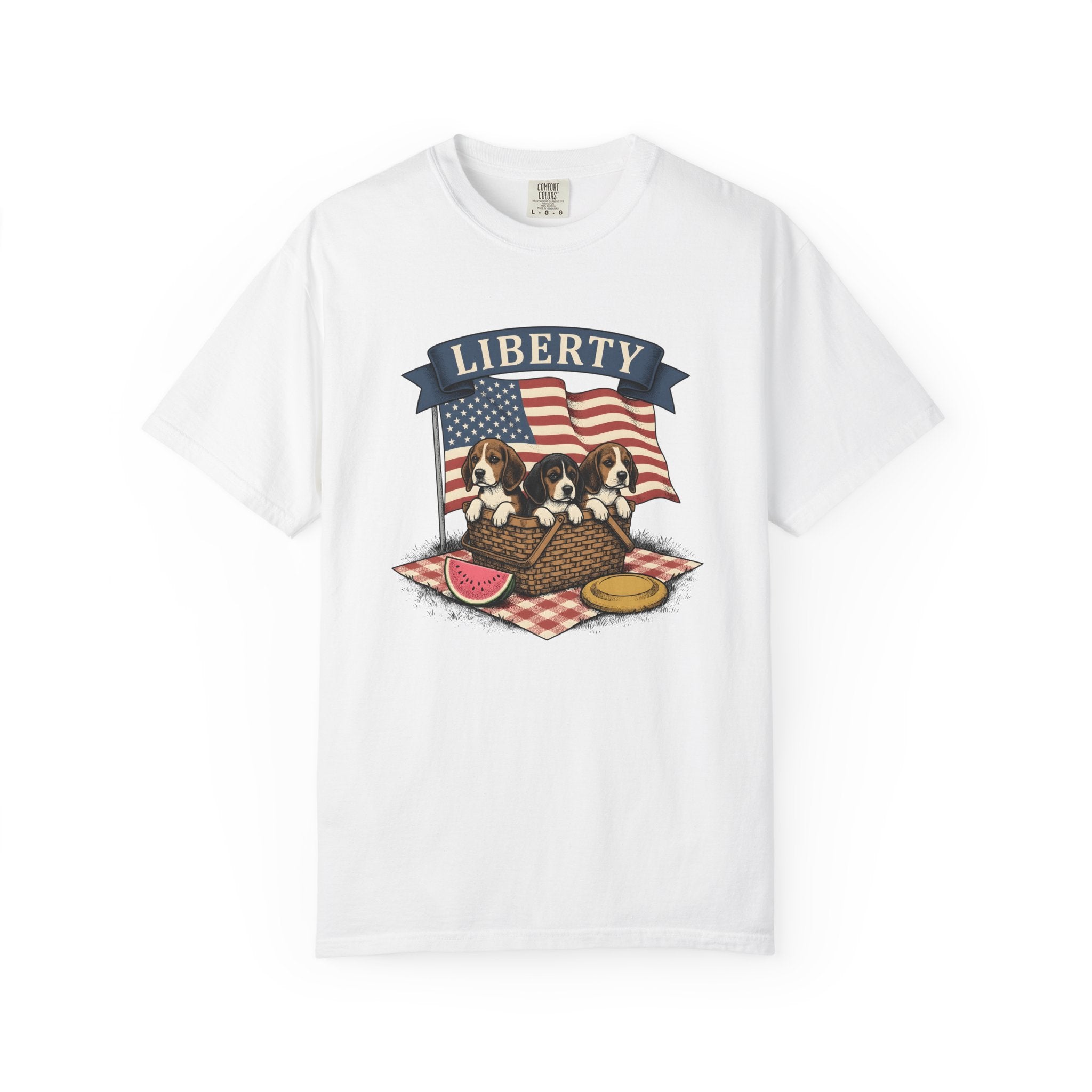 Beagle Pups Shirt America 4Th Of July Freedom Gift Women Rustic Tee Puppy T-Shirt Patriot Fan Country Tshirt Liberty Graphic Doodle Picnic