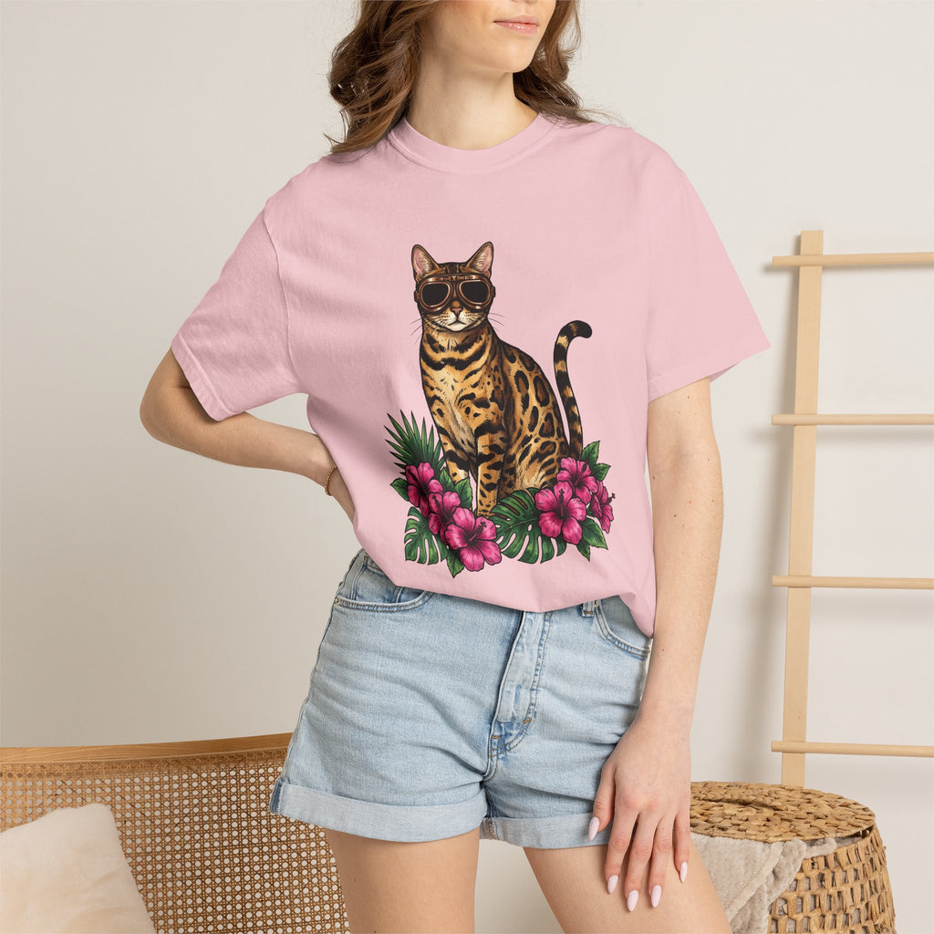 Bengal Kitten Shirt Cat Paradise Gift Women Bohemian Tee Kitten T-Shirt Cat Fan Boho Tshirt Utopia Graphic Retro Tropical Flowers Tshirt