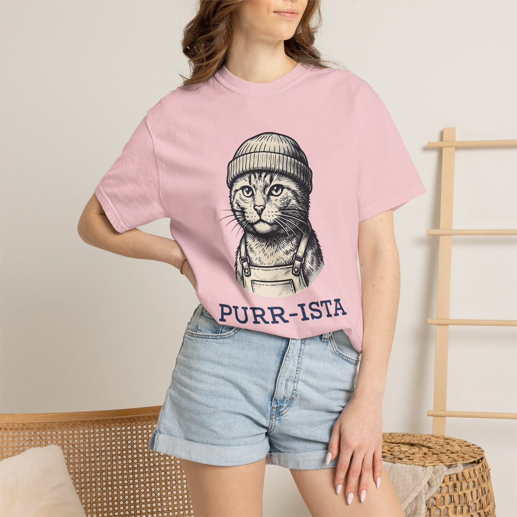 Feline Beanie Shirt Cat Mocha Gift Women Nostalgic Tee Kitty T-Shirt Cat Fan Coffee Tshirt Coffee Graphic Cartoon Bib Overalls Tshirt