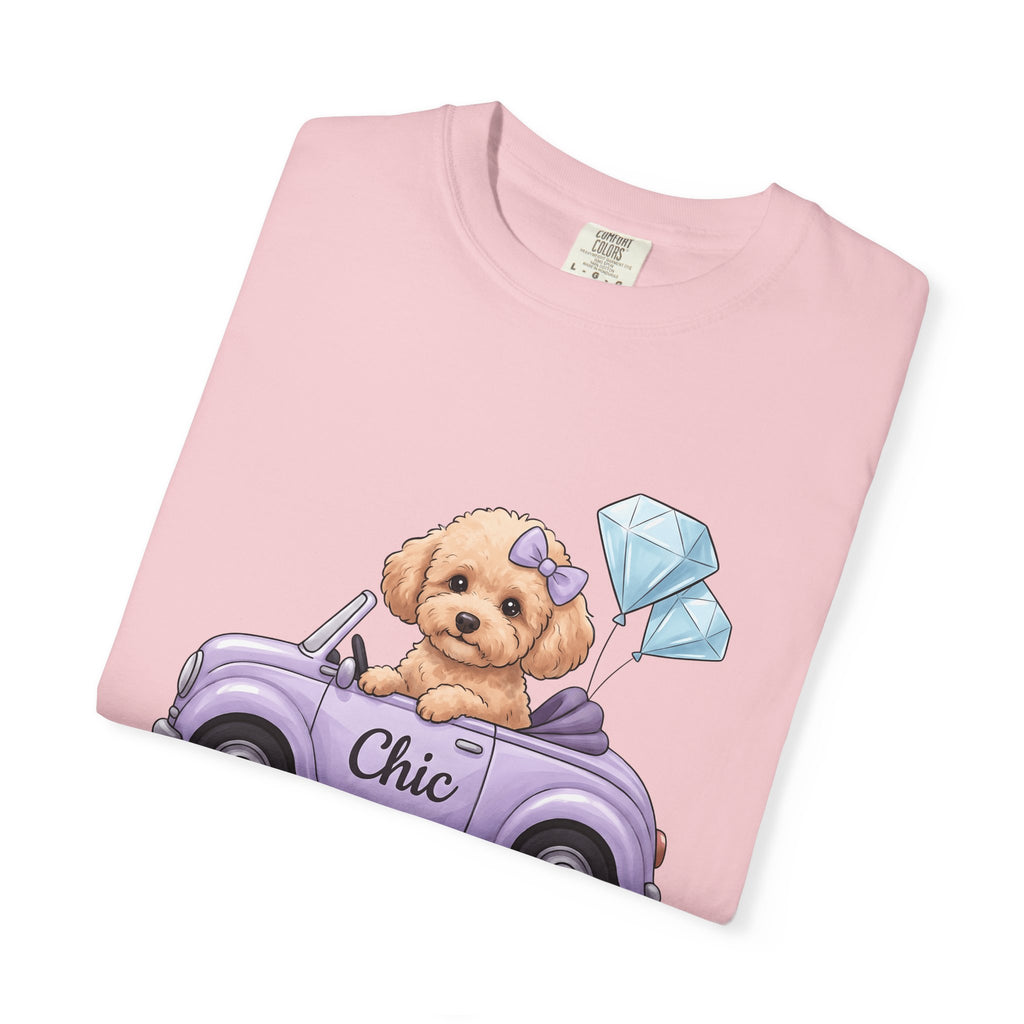 Poodle Automobile Shirt Dog Clothing Gift Women Sweet Tee Car T-Shirt Dog Fan Poodle Tshirt Apparel Graphic Fanciful Crystal Balloons Tshirt