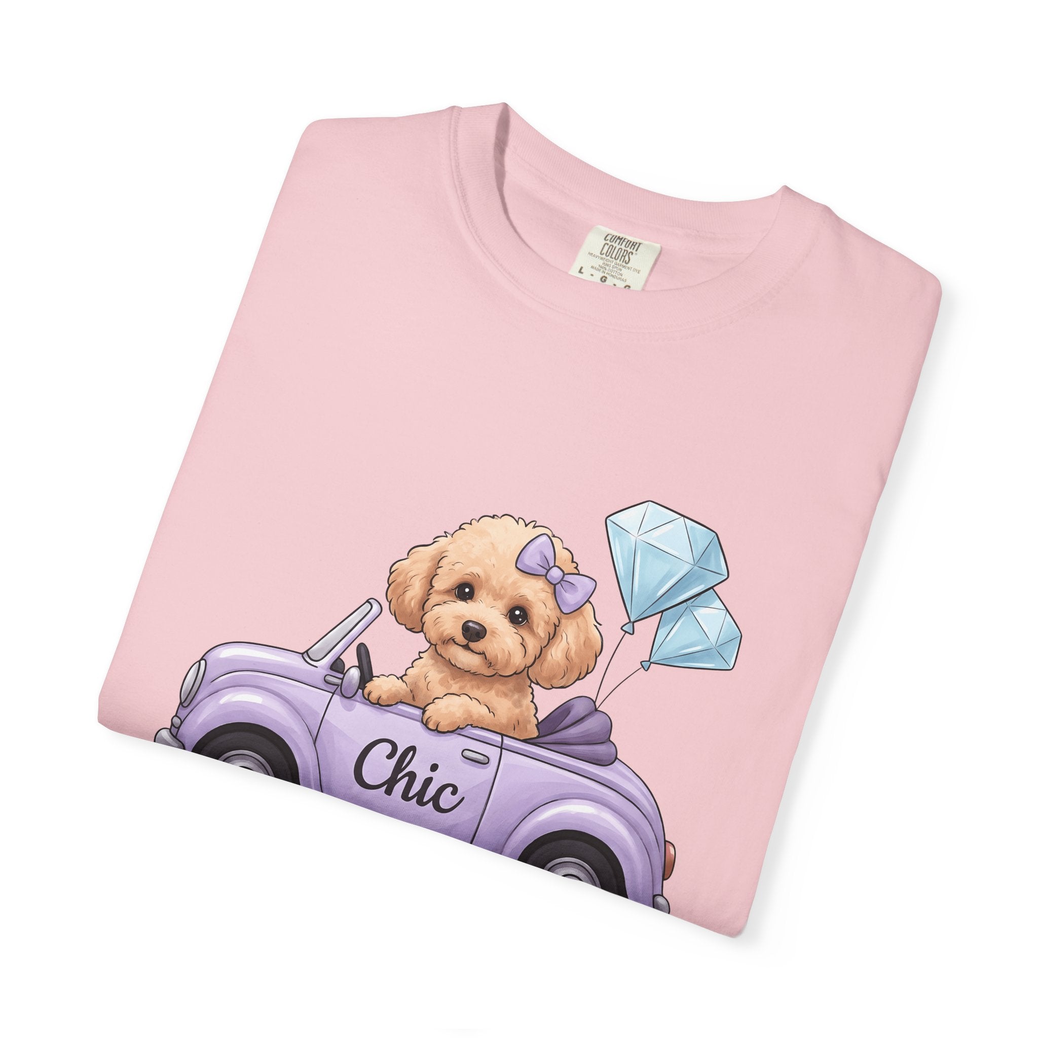 Poodle Automobile Shirt Dog Clothing Gift Women Sweet Tee Car T-Shirt Dog Fan Poodle Tshirt Apparel Graphic Fanciful Crystal Balloons Tshirt