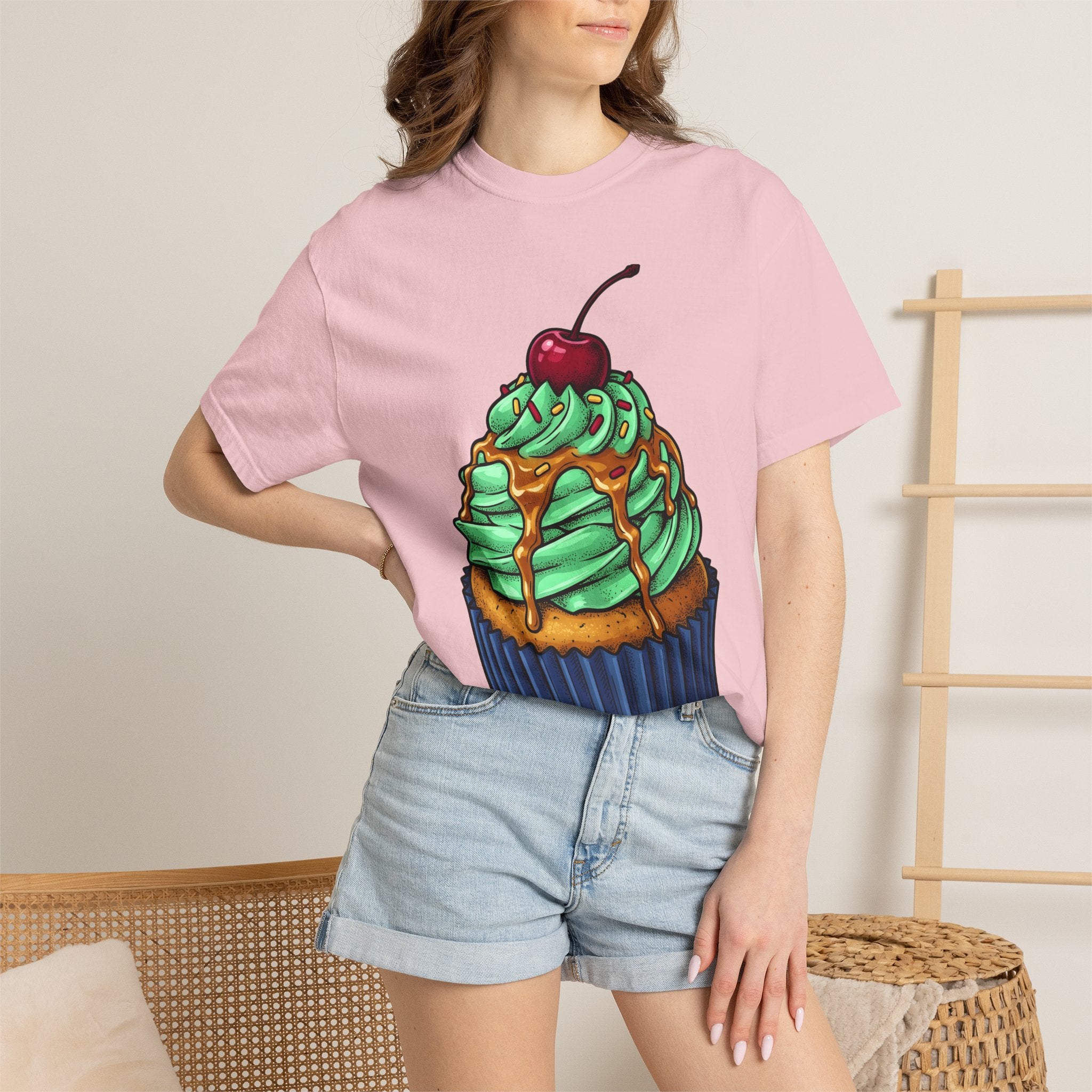 Cupcake Treat Shirt Desserts Cooking Gift Women Graphic Tee Muffin T-Shirt Pastry Fan Typography Tshirt Baking Design Vintage Cherry Tshirt