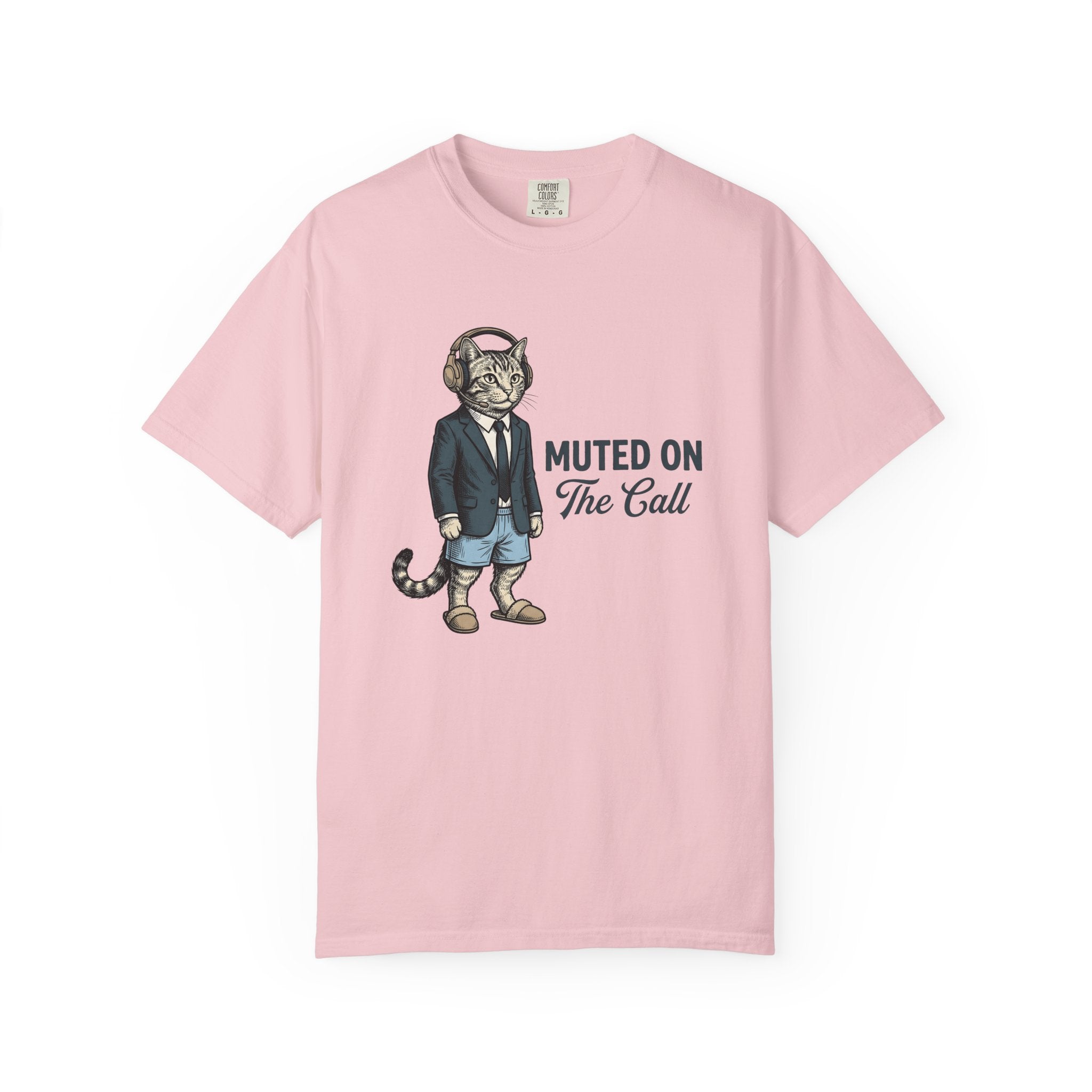 Cat Suit Shirt Cat Work From Home Gift Women Vintage Tee Catsuit T-Shirt Cat Fan Retro Tshirt Remote Graphic Hand Drawn Headphones Tshirt