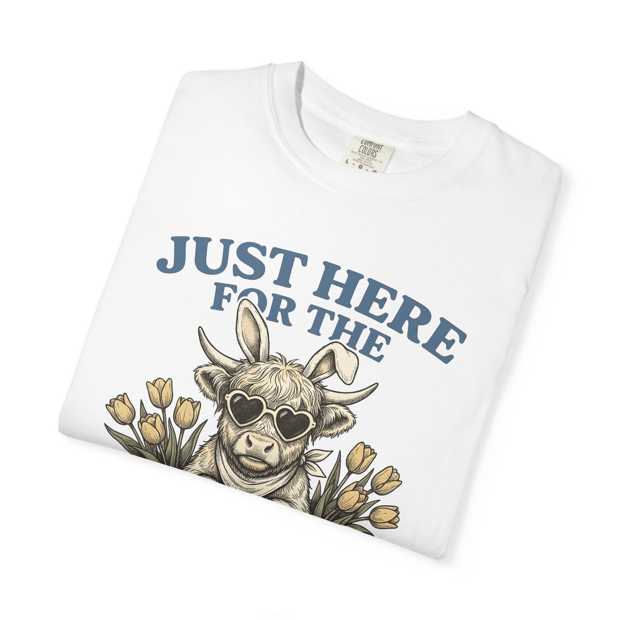 Cow Bunny Ears Shirt Easter Creatures Gift Women Country Tee Bunny T-Shirt Easter Fan Easter Bunny Graphic Rustic Tshirt Shabby Chic Tulips