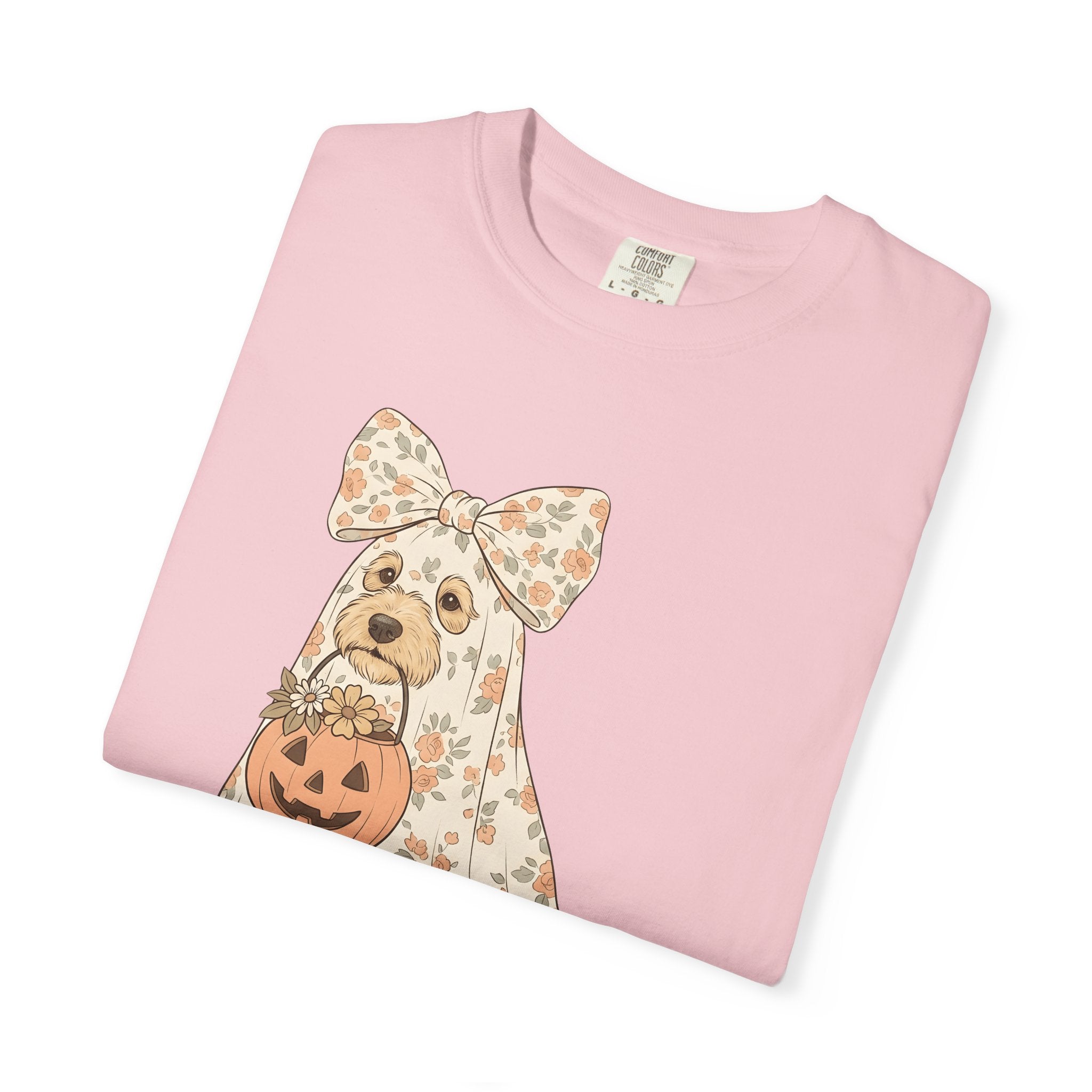 Dog Ghost Shirt Halloween Dog Gift Women Whimsical Tee Specter T-Shirt Halloween Fan Ghostly Tshirt Canine Graphic Vintage Pumpkin Tshirt