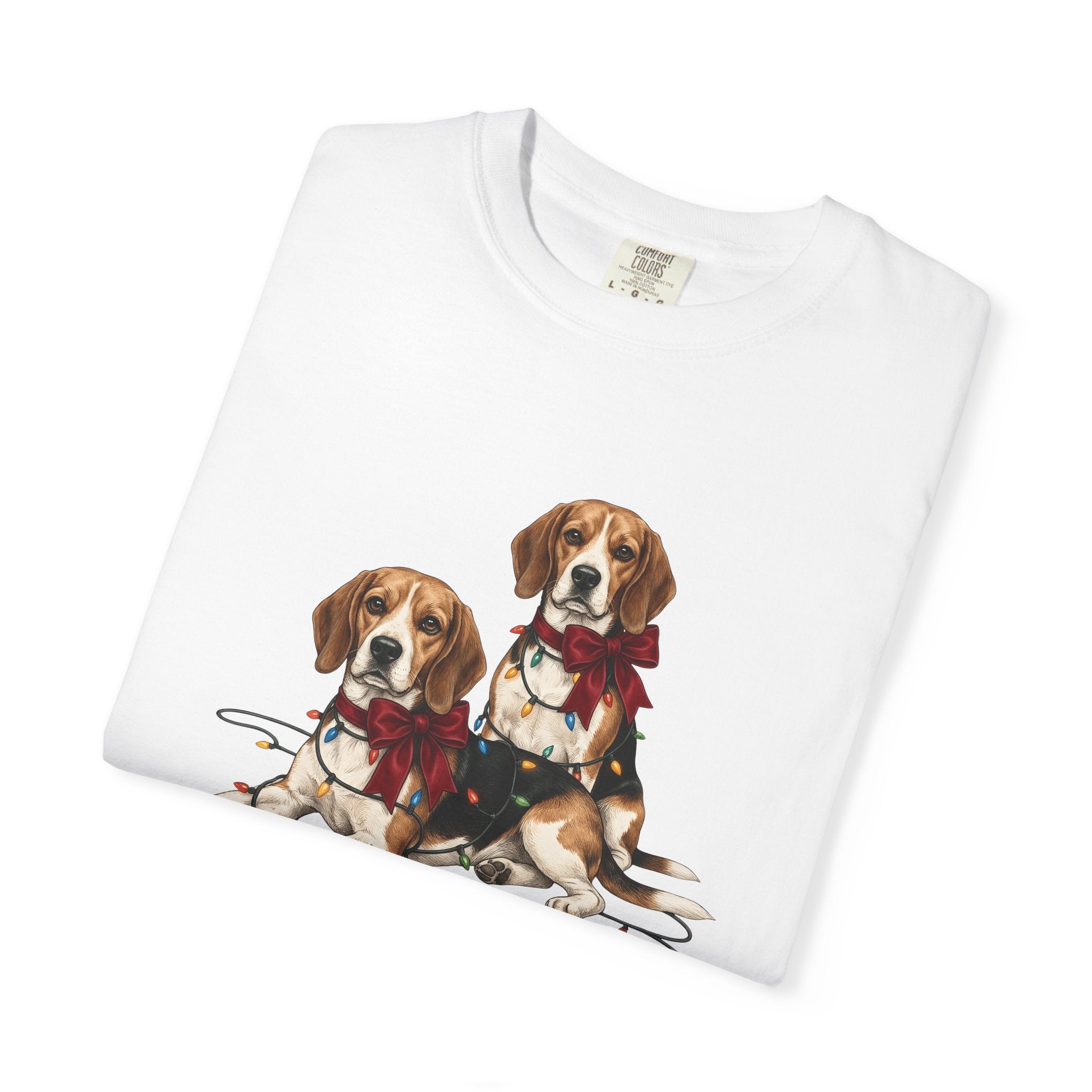 Beagle Dogs Shirt Dog Holiday Gift Women Realistic Tee Hound T-Shirt Dog Fan Photorealistic Tshirt Christmas Graphic Vintage Christmas
