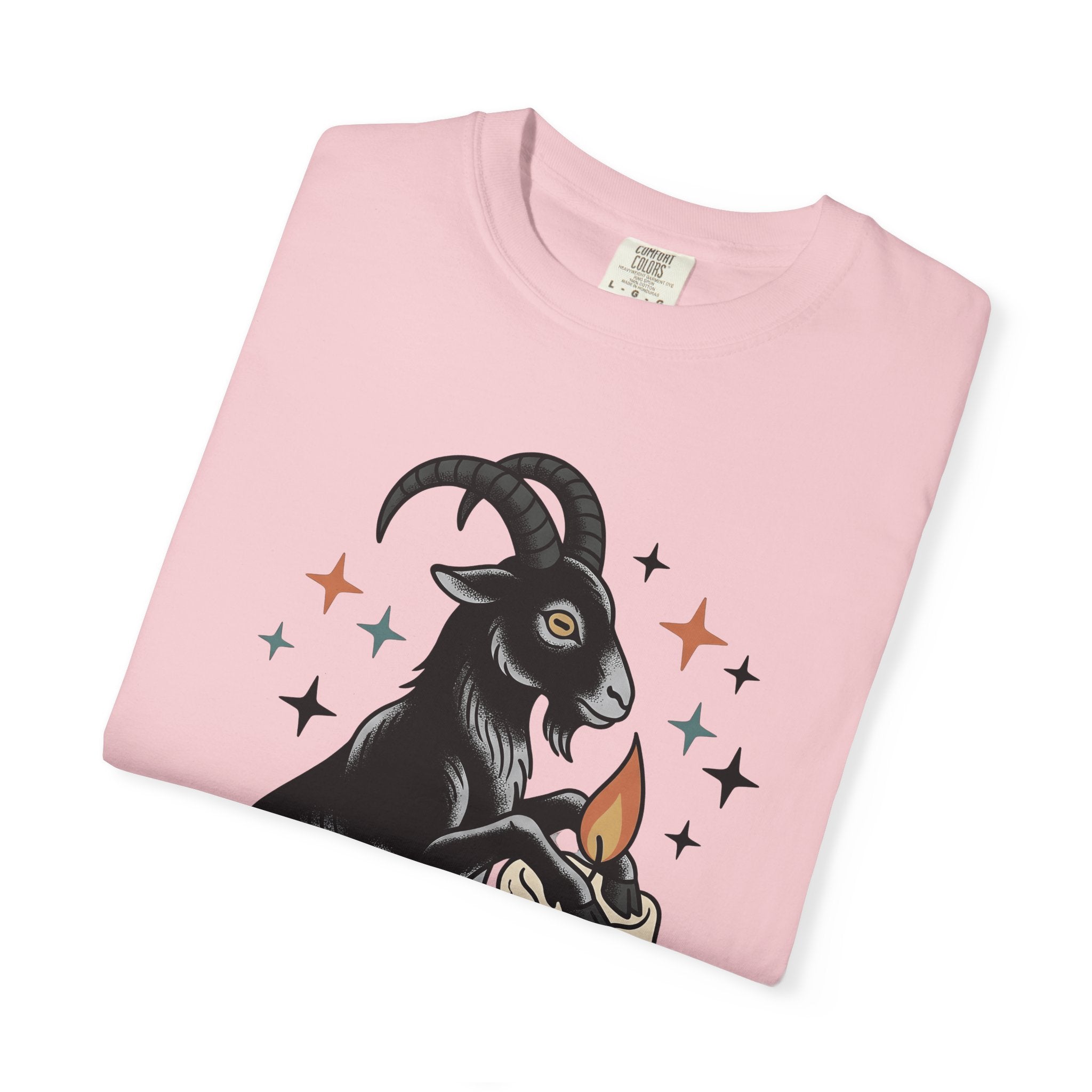 Goat Candle Shirt Boho Chic Gothic Gift Women Tattoo Tee Candle T-Shirt Bohemian Enthusiast Ink Tshirt Dark Graphic Vintage Stars Tshirt