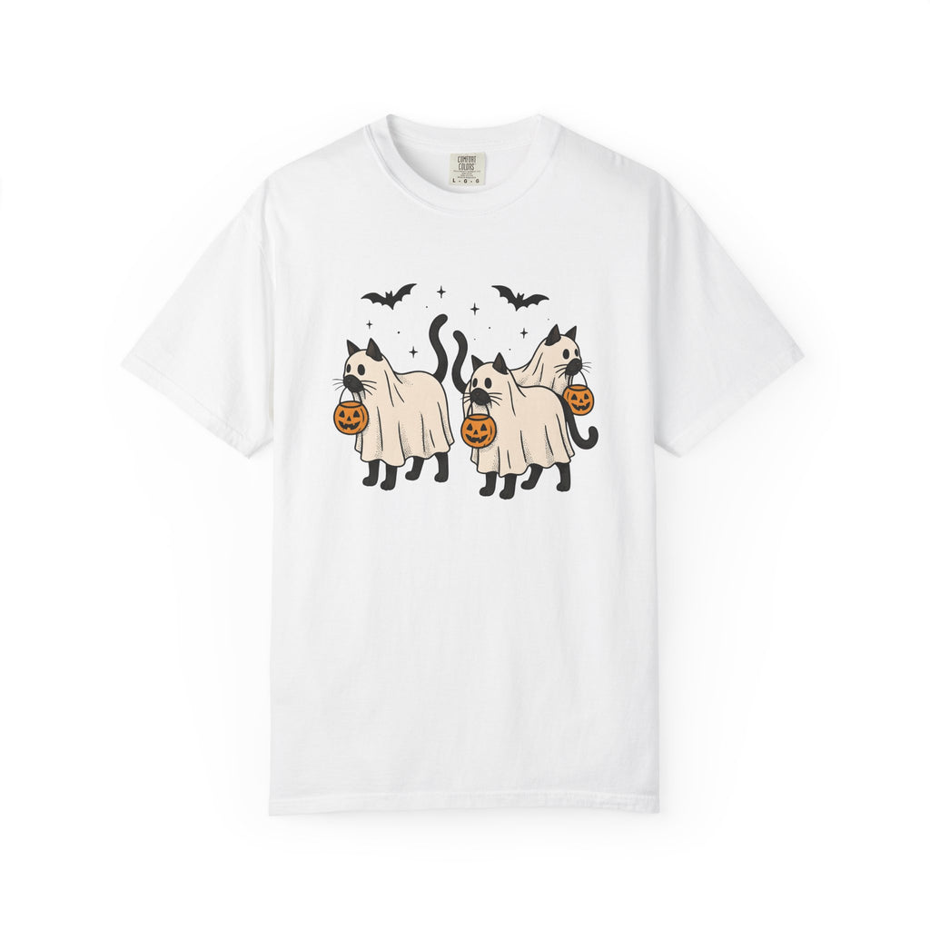 Spooky Cat Shirt Halloween Animal Gift Women Animation Tee Kitty T-Shirt Horror Fan Cartoon Tshirt Creature Graphic Classic Carved Pumpkin