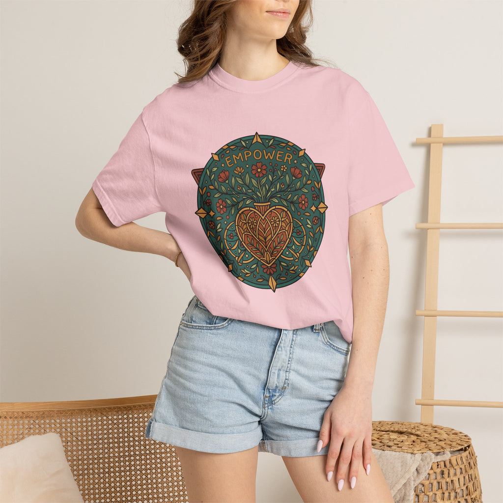 Heart Floral Mandala Shirt Boho Chic Empowerment Gift Women Folk Art Tee Mandala T-Shirt Bohemian Enthusiast Folk Tshirt Strong Graphic