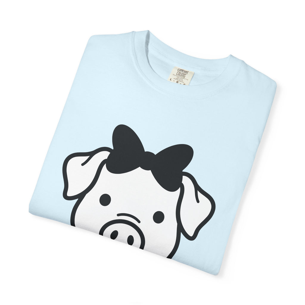 Pig Head Shirt Easter Wildlife Gift Women Cute Tee Swine T-Shirt Easter Fan Hog Tshirt Animal Graphic Simple Ribbon Tshirt