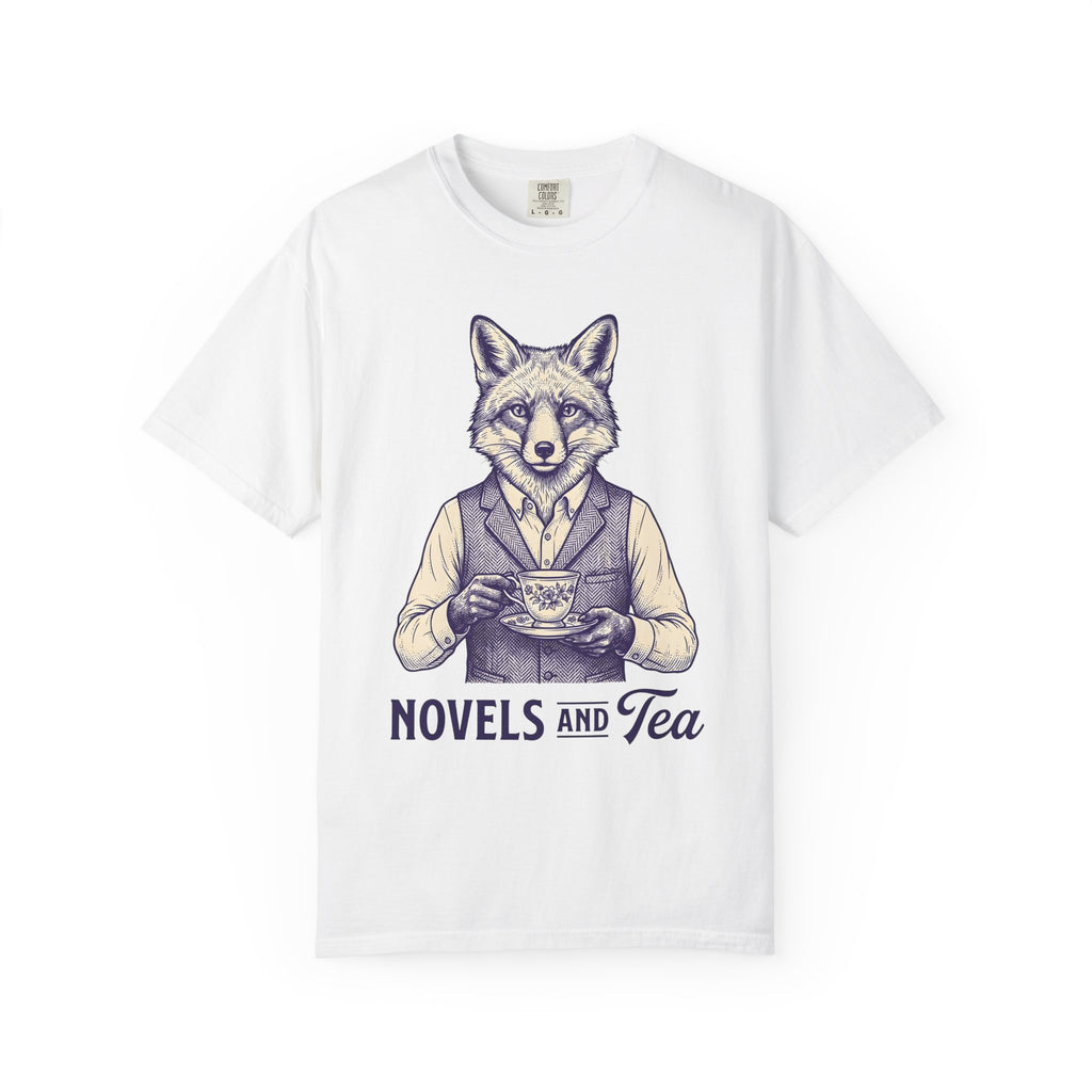 Fox Tea Cup Shirt Tea Animal Gift Women Vintage Tee Teacup T-Shirt Tea Fan Retro Tshirt Wildlife Graphic Hand Drawn Vest Tshirt