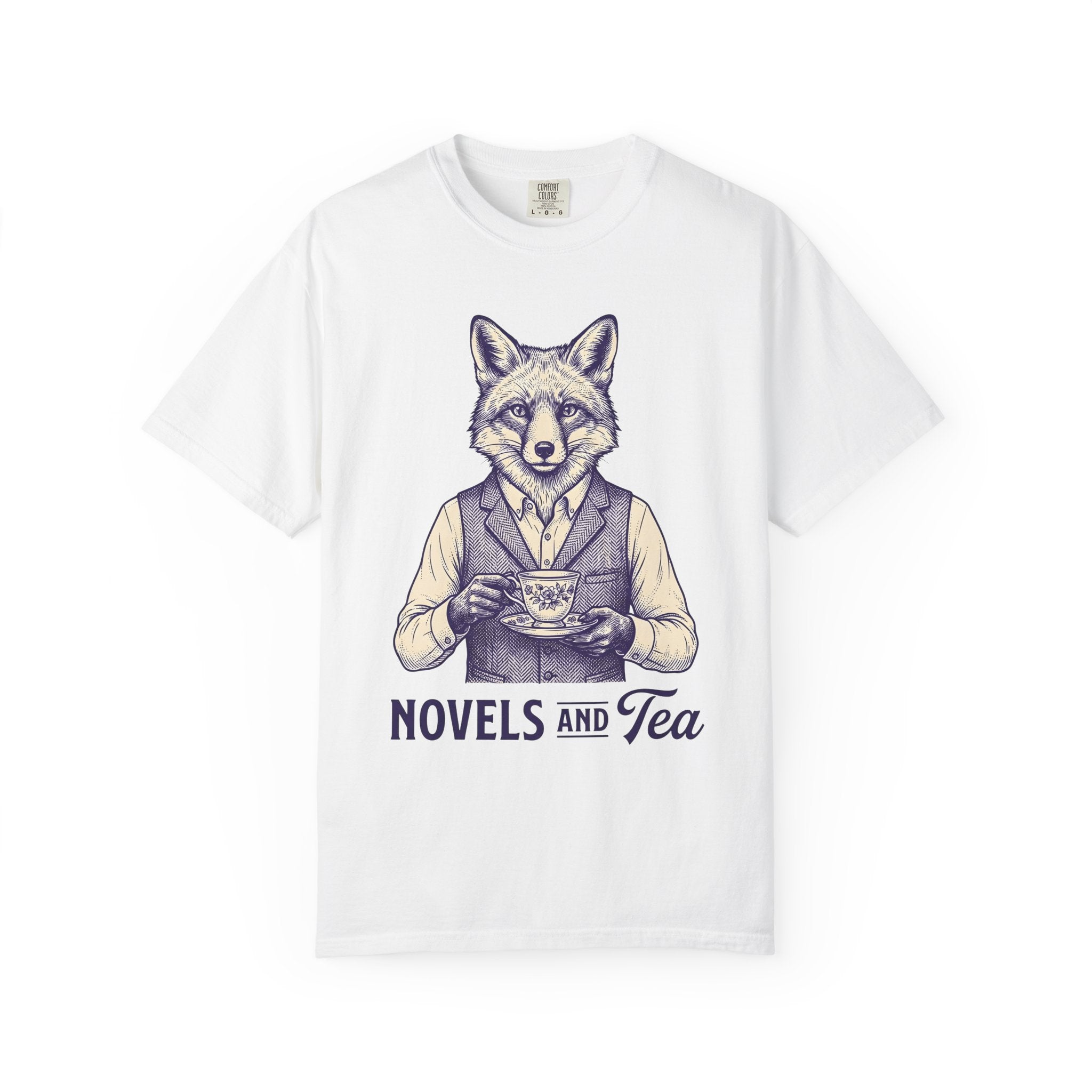 Fox Tea Cup Shirt Tea Animal Gift Women Vintage Tee Teacup T-Shirt Tea Fan Retro Tshirt Wildlife Graphic Hand Drawn Vest Tshirt