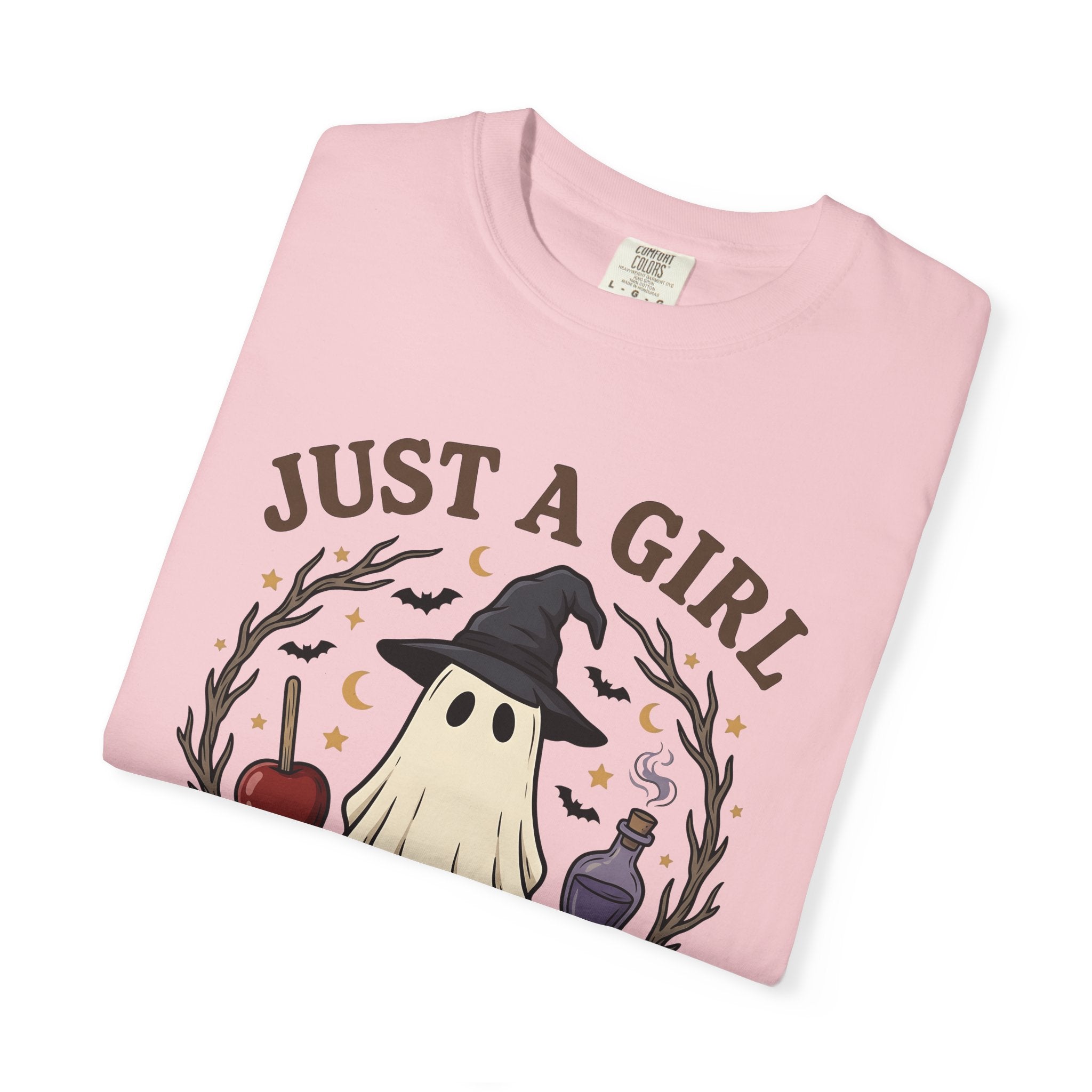 Ghost Witch Hat Shirt Halloween Fright Gift Women Chibi Tee Witch Hat T-Shirt Horror Fan Spooky Tshirt Scary Graphic Sketch Bats Tshirt