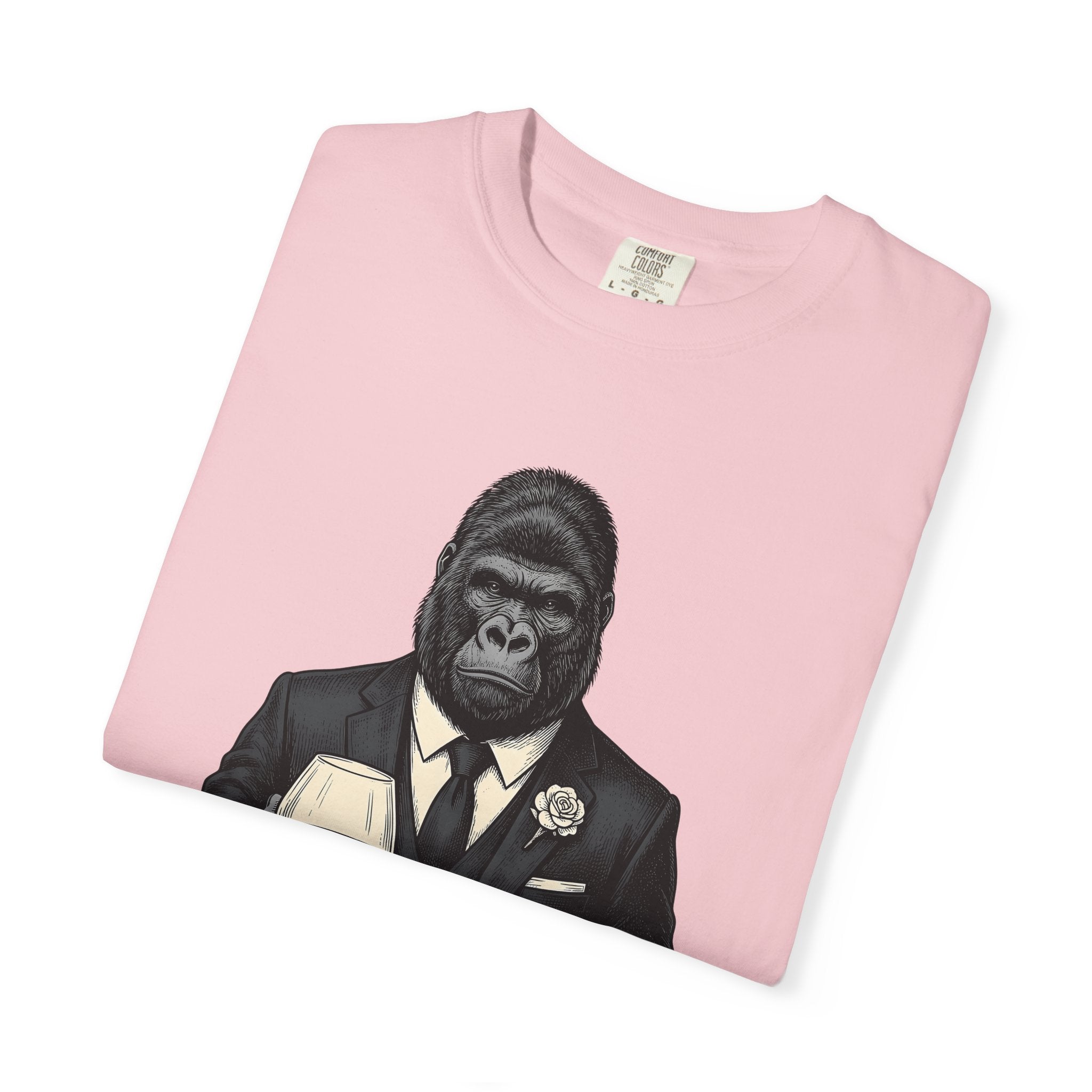 Ape Costume Shirt Drinks Wildlife Gift Women Retro Tee Monkey Costume T-Shirt Cocktail Fan Monkey Tshirt Animal Graphic Sketch Wine Glass