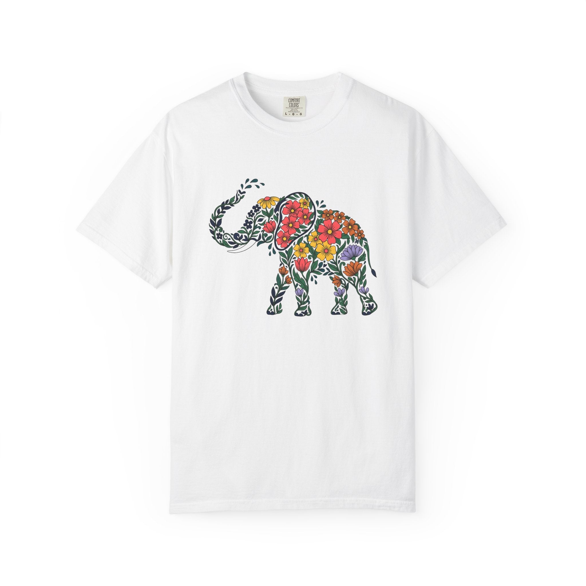 Floral Pachyderm Shirt St. Valentine's Day Critter Gift Women Vintage Tee Elephant T-Shirt Valentine Fan Retro Tshirt Animal Graphic