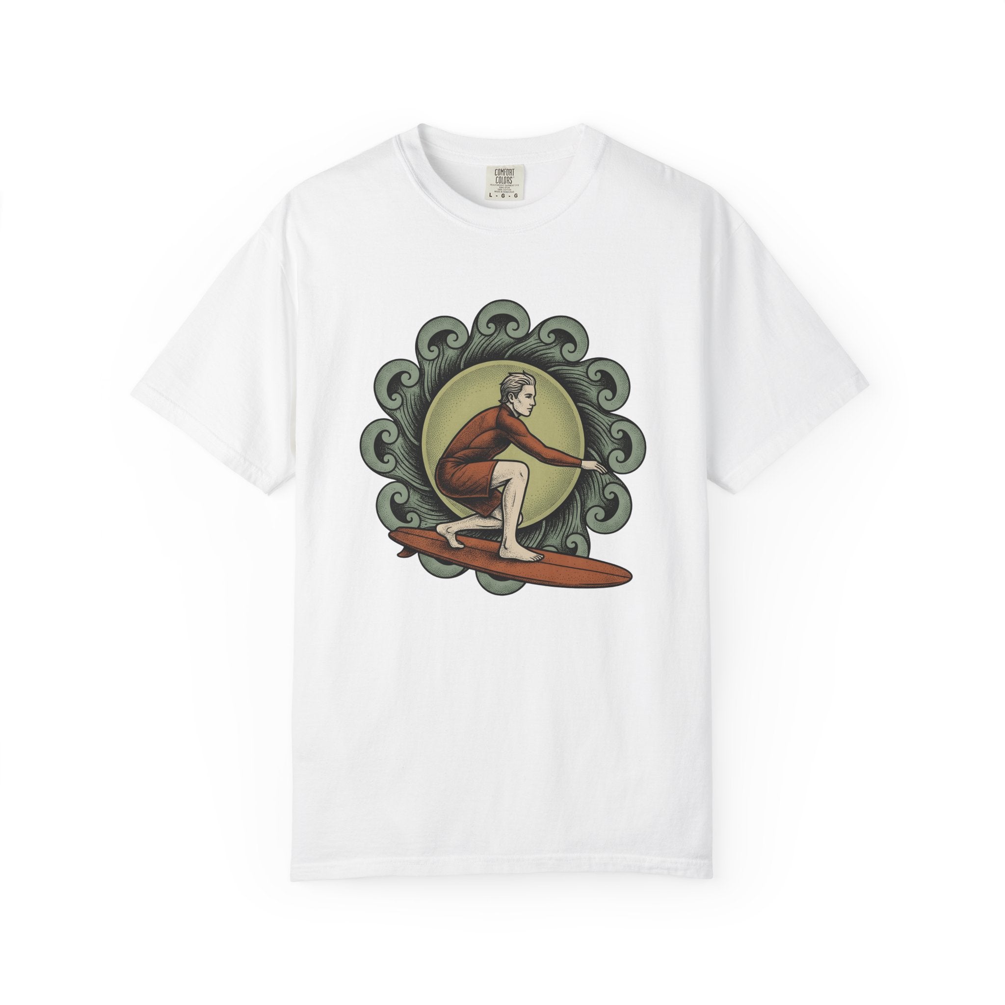 Surfer Shirt Sports Shore Gift Women Hand Drawn Tee Kitesurfer T-Shirt Athlete Fan Illustrated Tshirt Coastal Graphic Line Art Sea Waves
