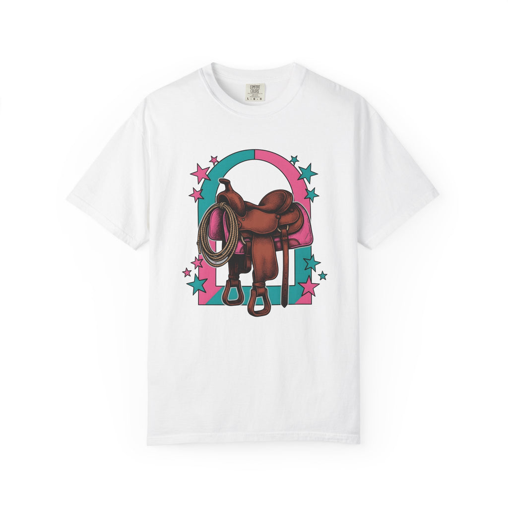 Western Saddle Shirt Cowgirl Western Gift Women Pop Art Tee Saddle T-Shirt Cowboy Fan Rodeo Tshirt Western Design Retro Lasso Tshirt