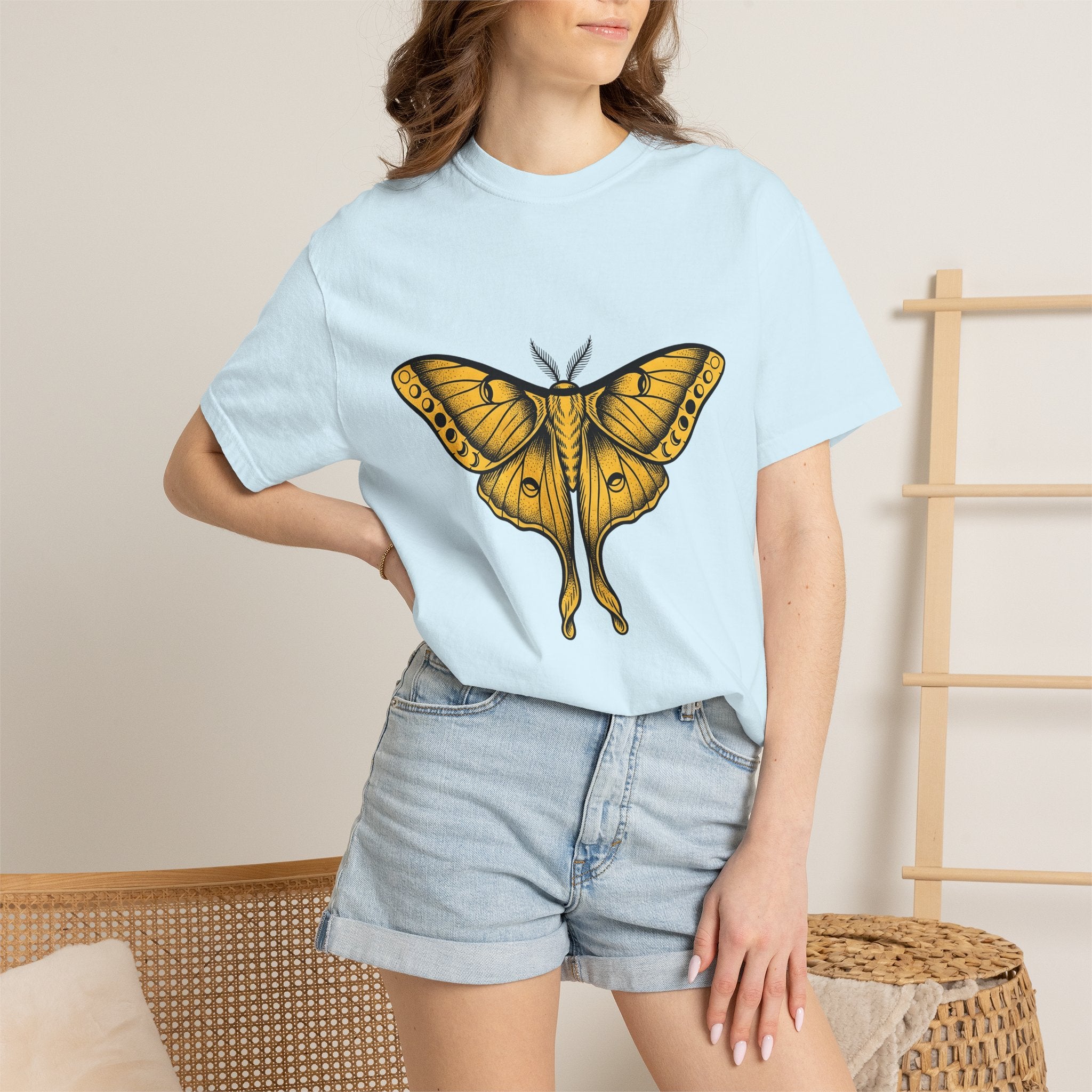 Night Moth Shirt Boho Chic Wildlife Gift Women Sketch Tee Moth T-Shirt Bohemian Fan Illustrated Tshirt Wildlife Graphic Hand Drawn Moon