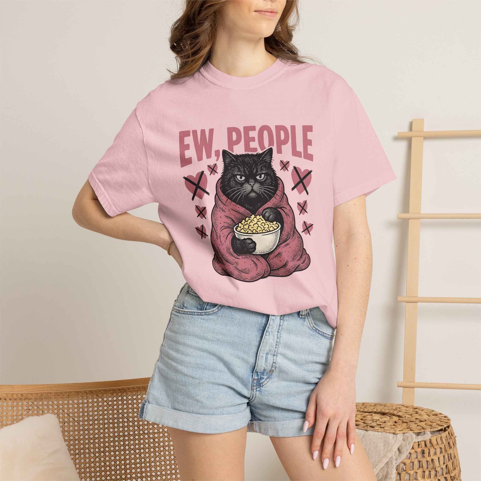 Mad Feline Shirt St Valentines Day Pet Gift Women Cartoon Tee Cat T-Shirt Valentine Fan Cartoonish Tshirt Animal Graphic Line Art Heart