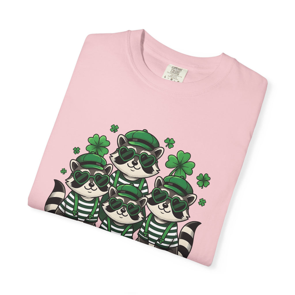 Raccoon Group Shirt St Patrick's Day Animal Gift Women Kawaii Tee Trash Panda T-Shirt Irish Fan Cute Tshirt Wildlife Graphic Retro Shamrock