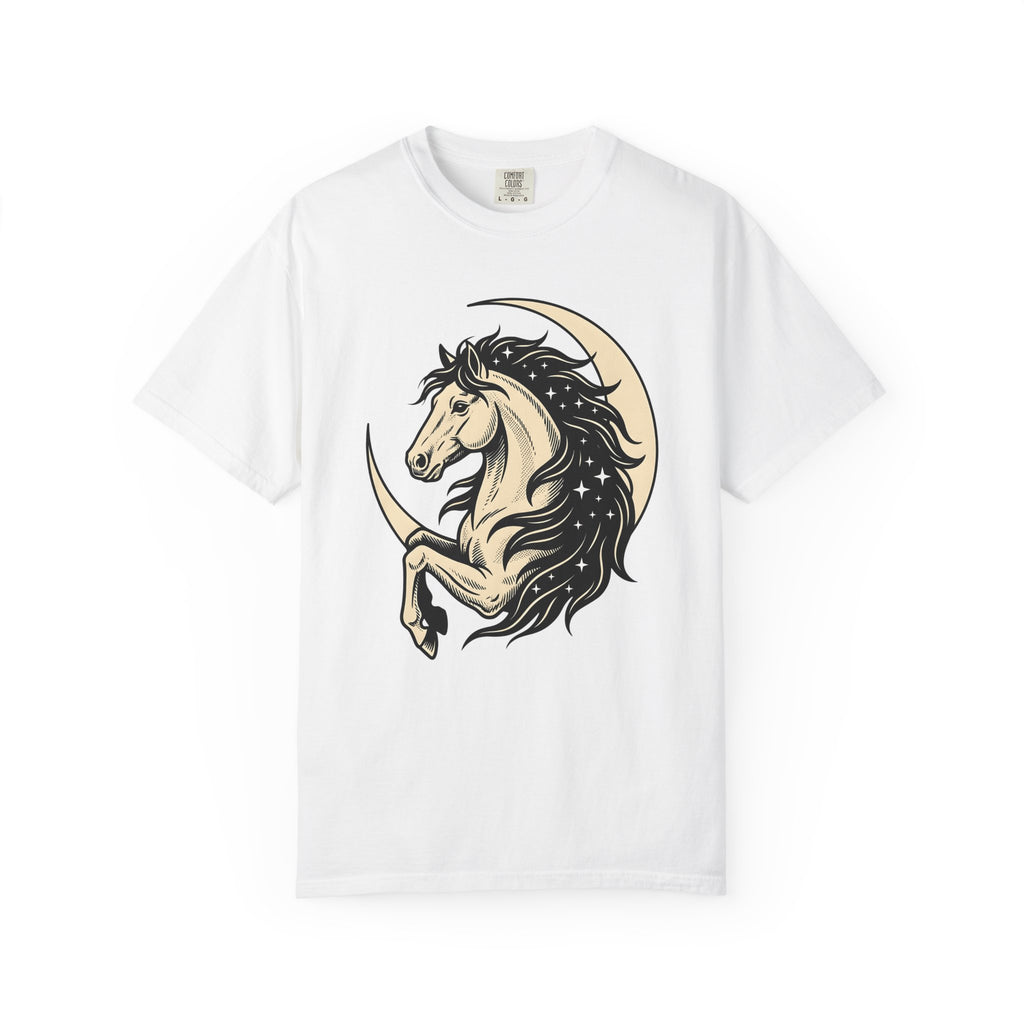 Horse Moon Shirt Cowgirl Wildlife Gift Women Hand Drawn Tee Equine T-Shirt Cowboy Fan Rodeo Tshirt Animal Graphic Country Starry Sky Tshirt