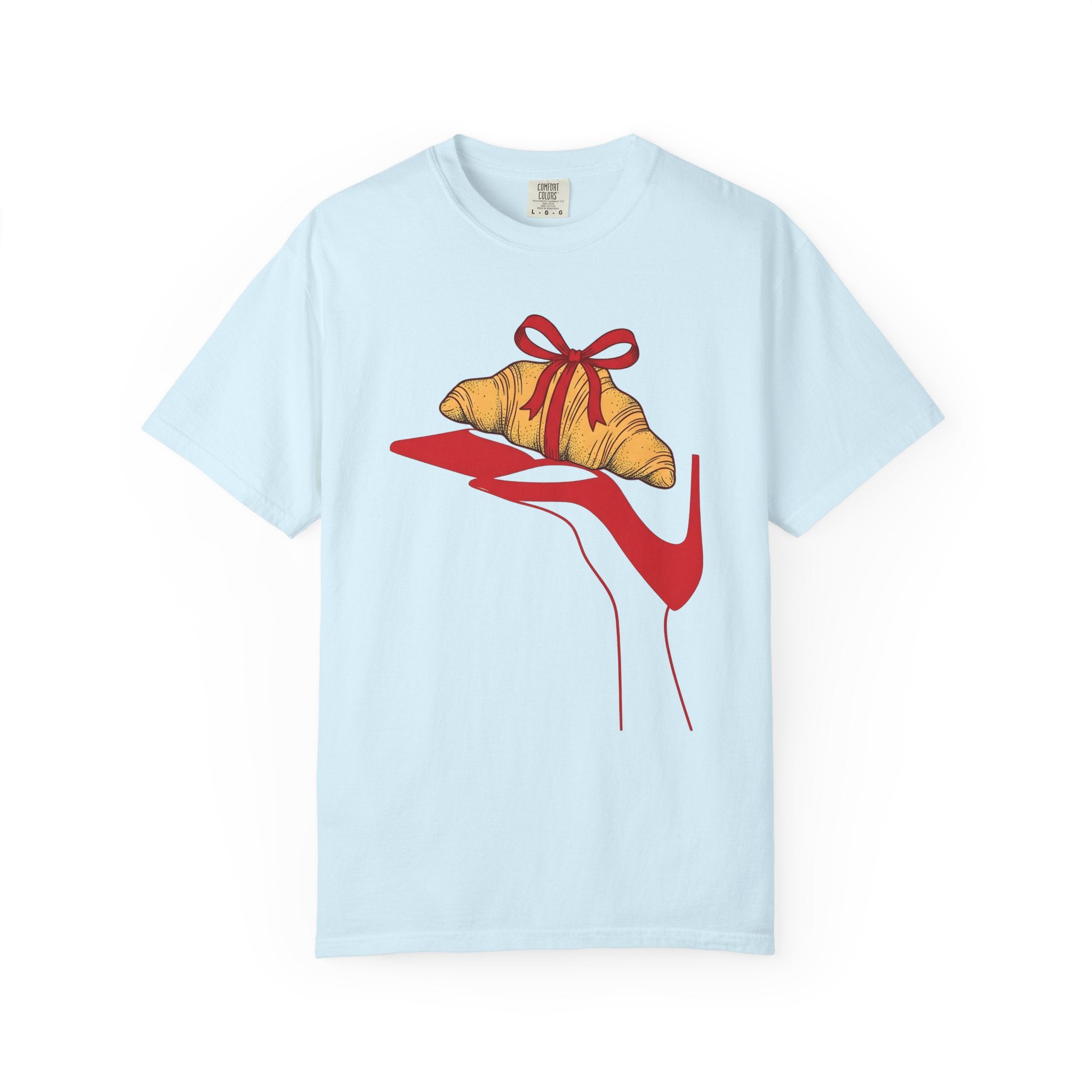 Croissant Gift Shirt Desserts Clothing Gift Women Cartoon Tee Pastry T-Shirt Dessert Fan Comic Tshirt Apparel Graphic Clean High Heel Shoe