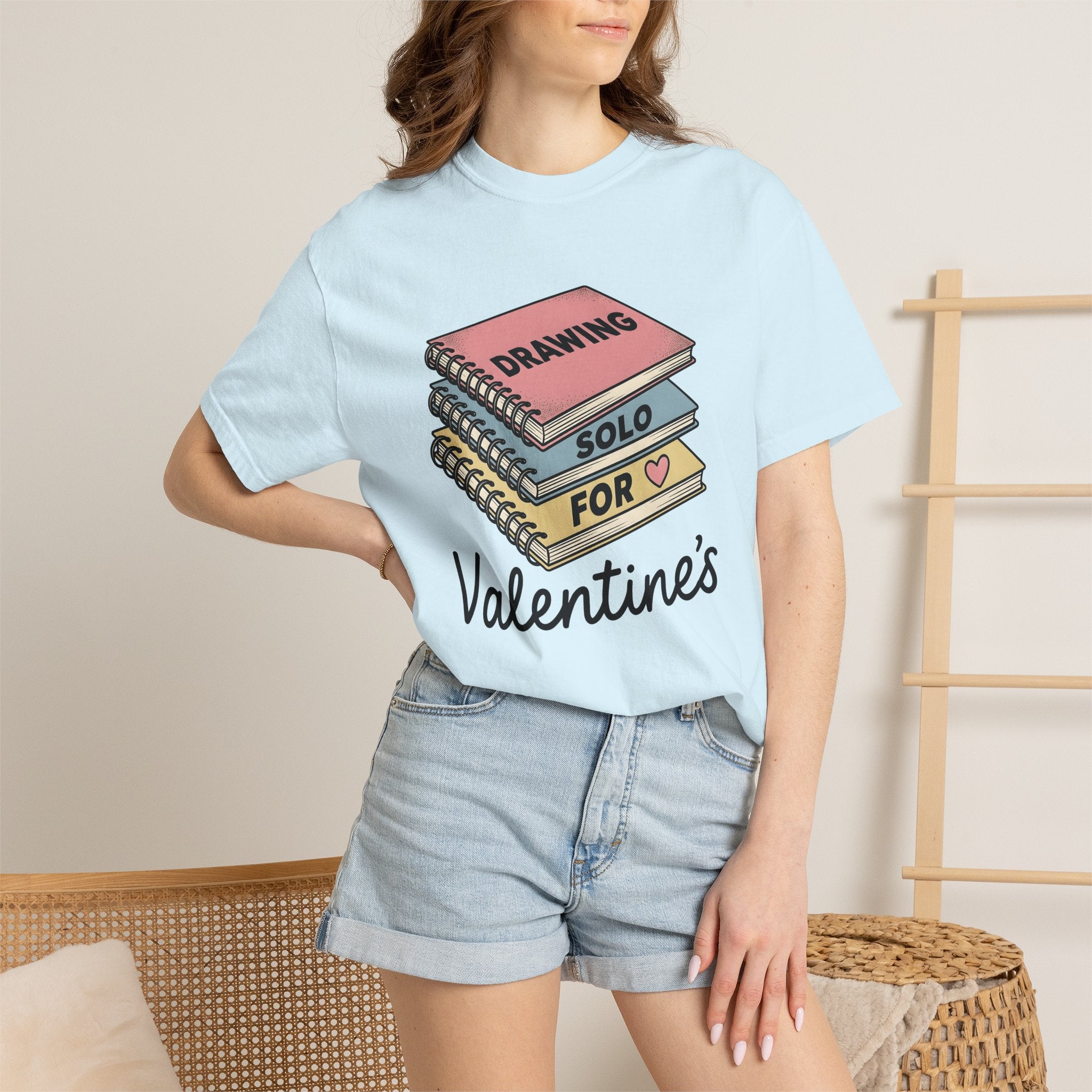 Notebook Pile Shirt St. Valentine's Day Illustrator Gift Women Comic Tee Journal Stack T-Shirt Valentine Fan Cartoon Tshirt Artist Graphic