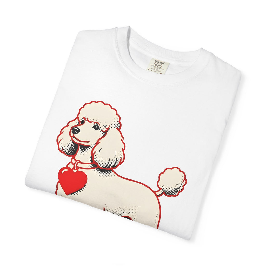 Poodle Dog Shirt Dog Pet Care Gift Women Animated Tee Poodle T-Shirt Dog Fan Cartoon Tshirt Animal Care Graphic Old School Heart Icon Tshirt