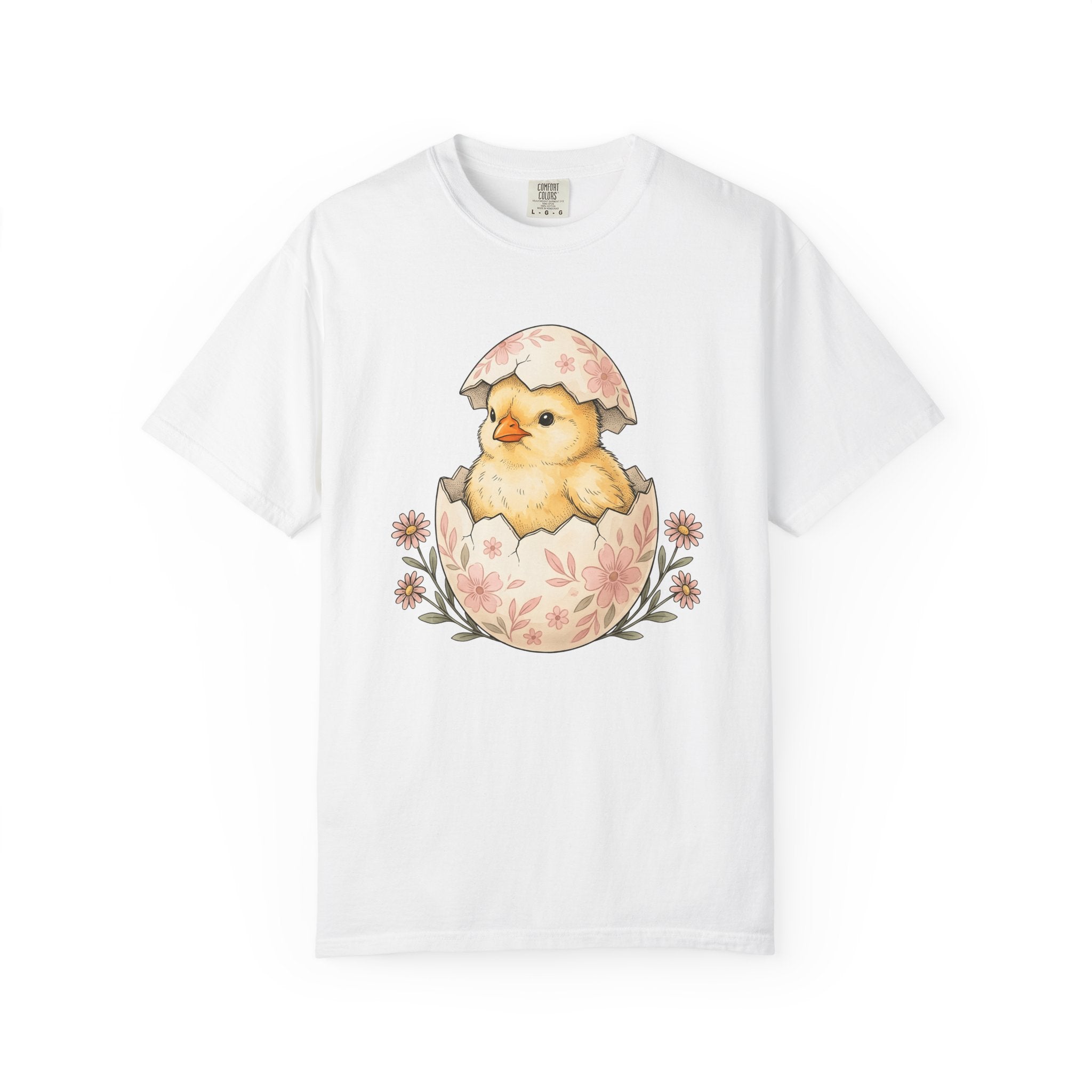 Newborn Chick Shell Shirt Easter Garden Gift Women Adorable Tee Baby Chick T-Shirt Easter Fan Chick Tshirt Garden Graphic Sketch Blossoms