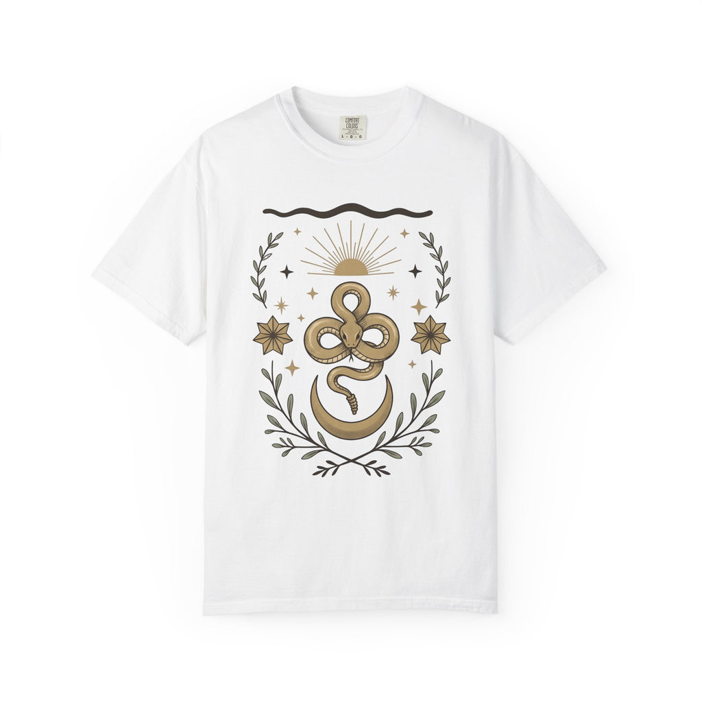 Serpent Moon Shirt Boho Chic Star Signs Gift Women Bohemian Tee Lunar T-Shirt Hippie Fan Tribal Graphic Astrology Illustration Old School