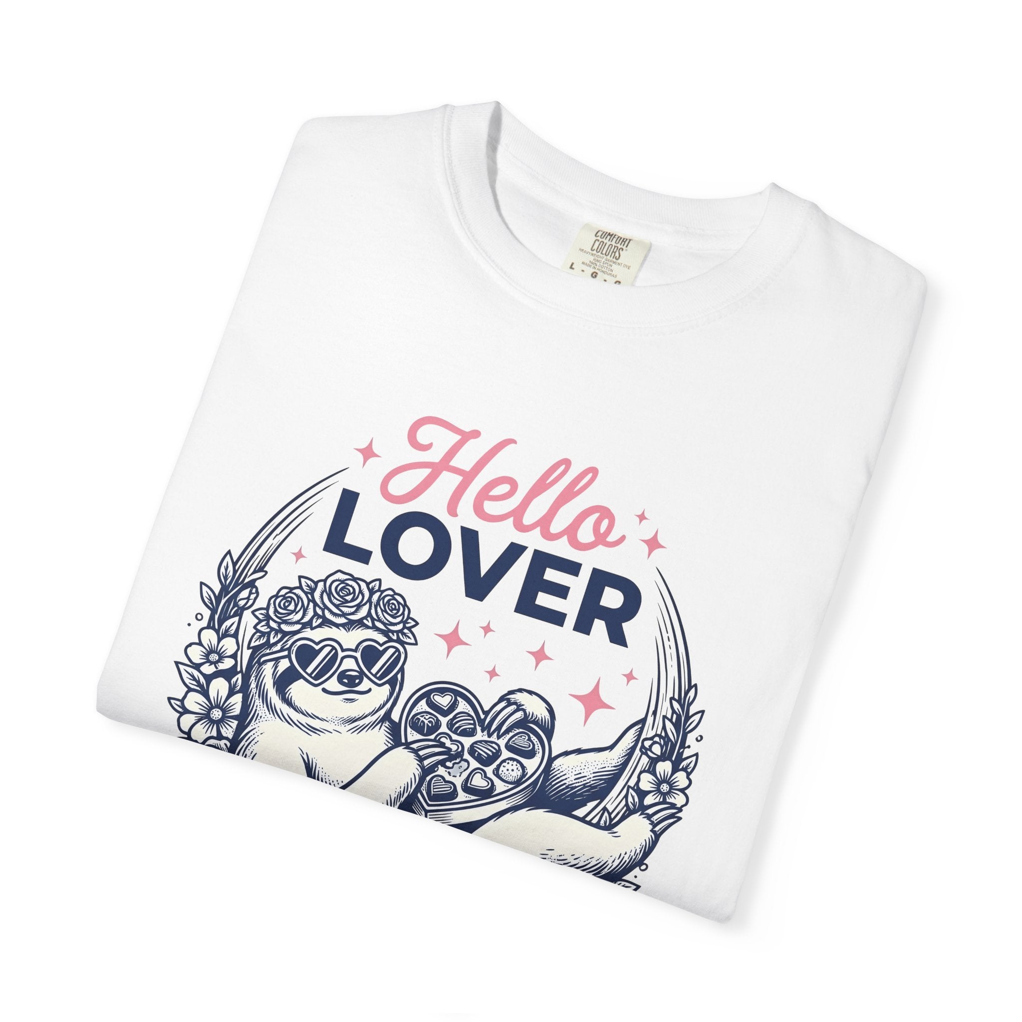 Sloth Holding Sweets Shirt Valentine Fauna Gift Women Playful Tee Sloth T-Shirt Cupid Fan Whimsical Tshirt Wildlife Graphic Old School Petal