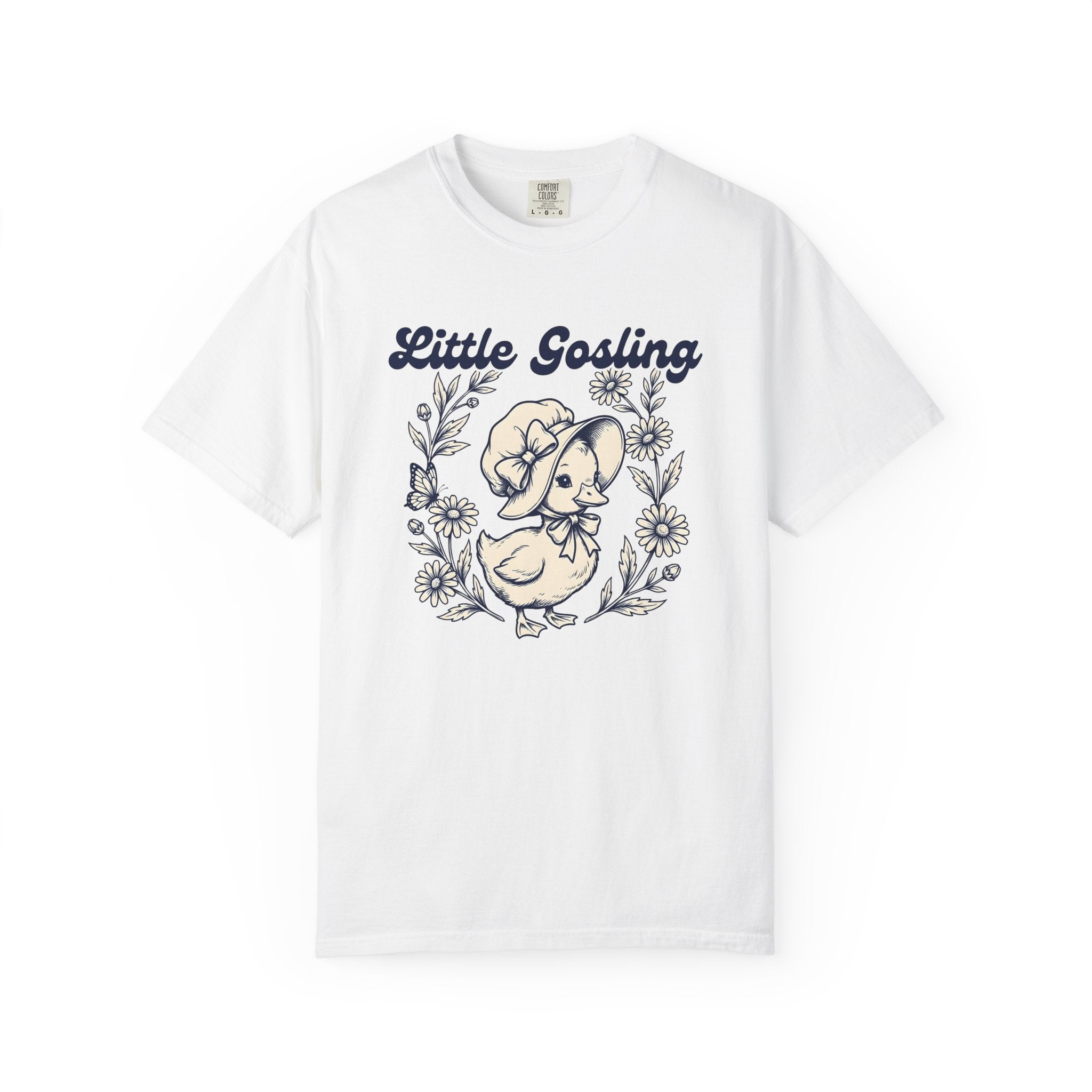 Duck Baby Shirt Farm Animals Garden Gift Women Classic Tee Duckling T-Shirt Livestock Fan Vintage Tshirt Floral Graphic Line Art Daisy Bloom