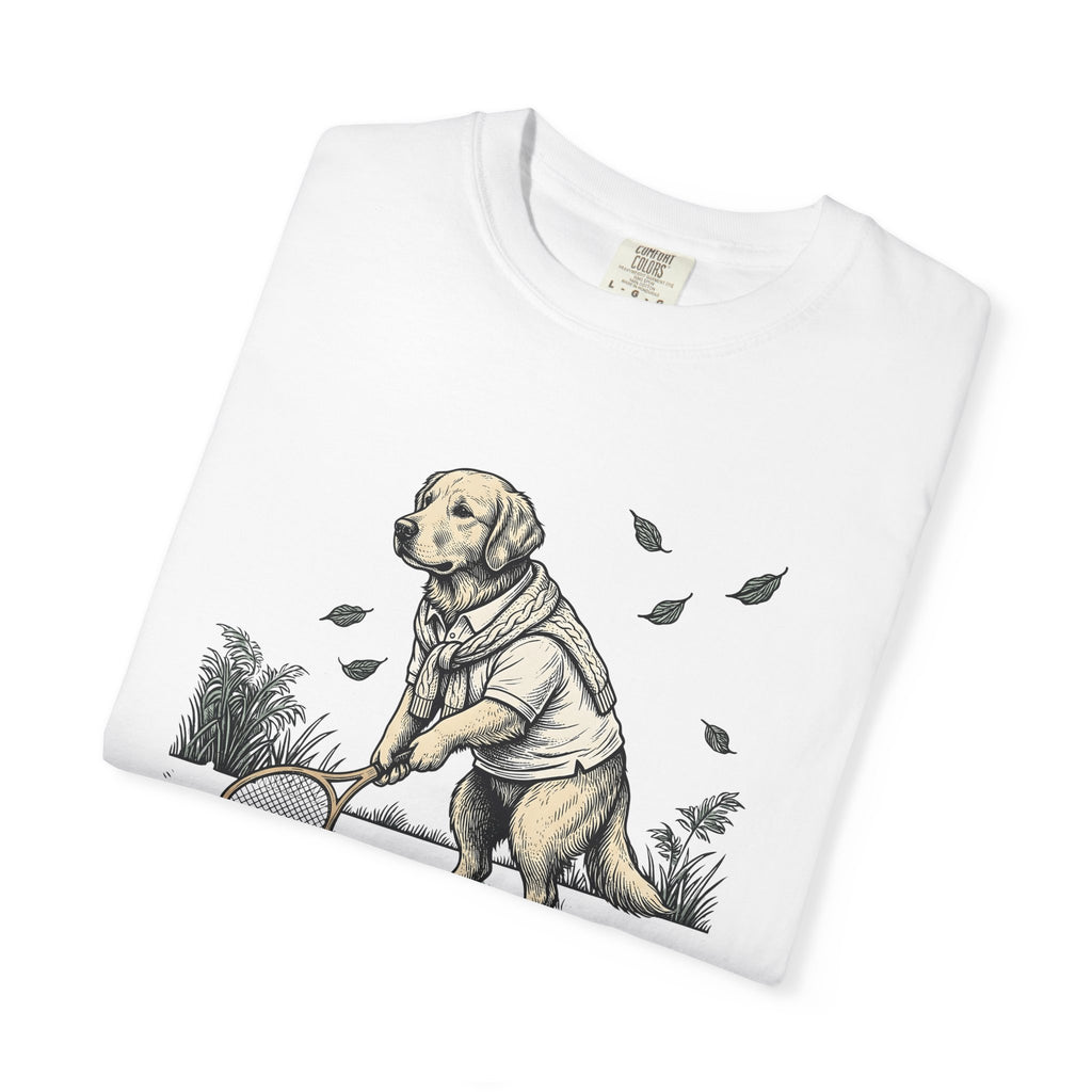 Golden Retriever Tennis Shirt Dog Athletics Gift Women Retro Tee Dog Tennis T-Shirt Dog Fan Vintage Tshirt Sports Graphic Sketch Tennis