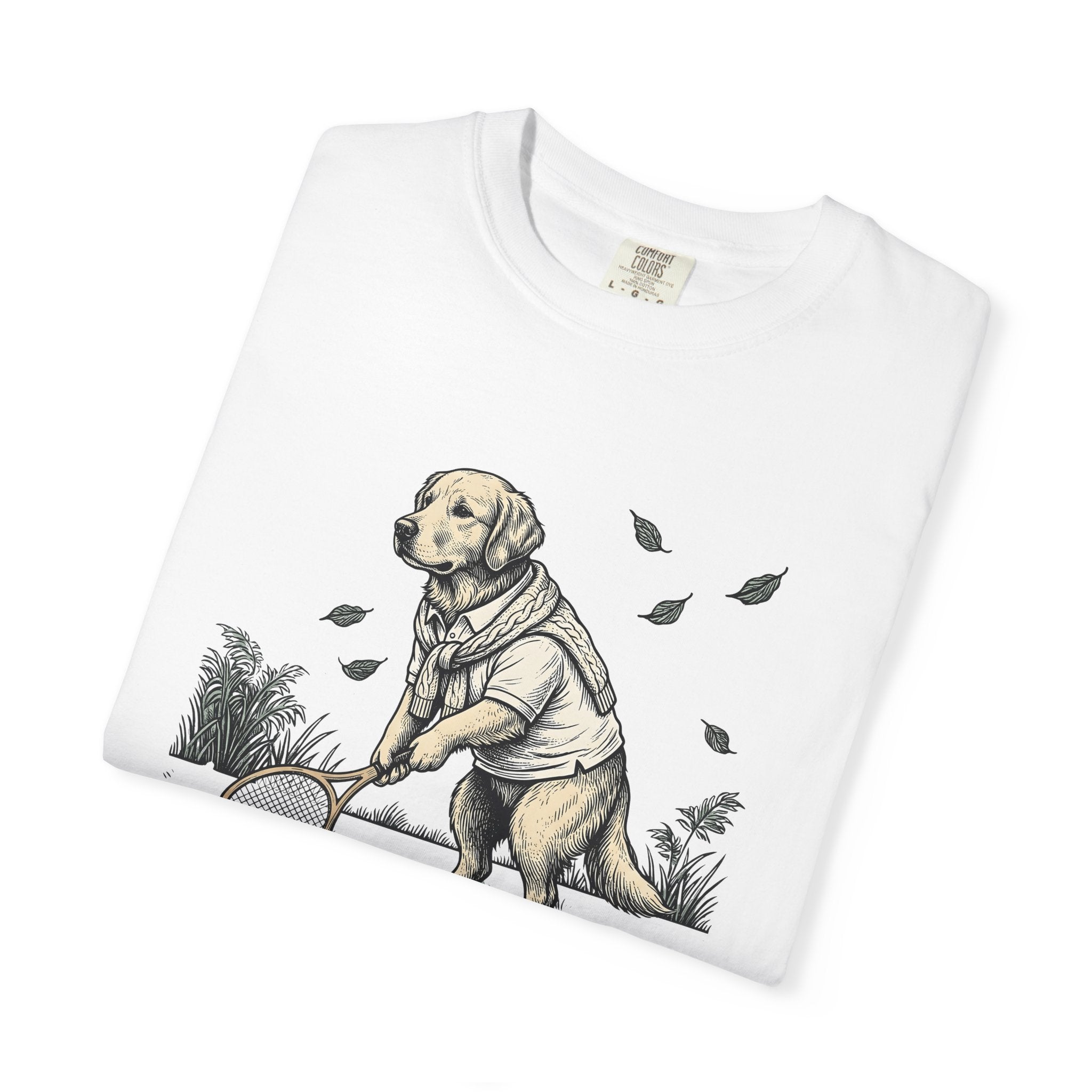 Golden Retriever Tennis Shirt Dog Athletics Gift Women Retro Tee Dog Tennis T-Shirt Dog Fan Vintage Tshirt Sports Graphic Sketch Tennis