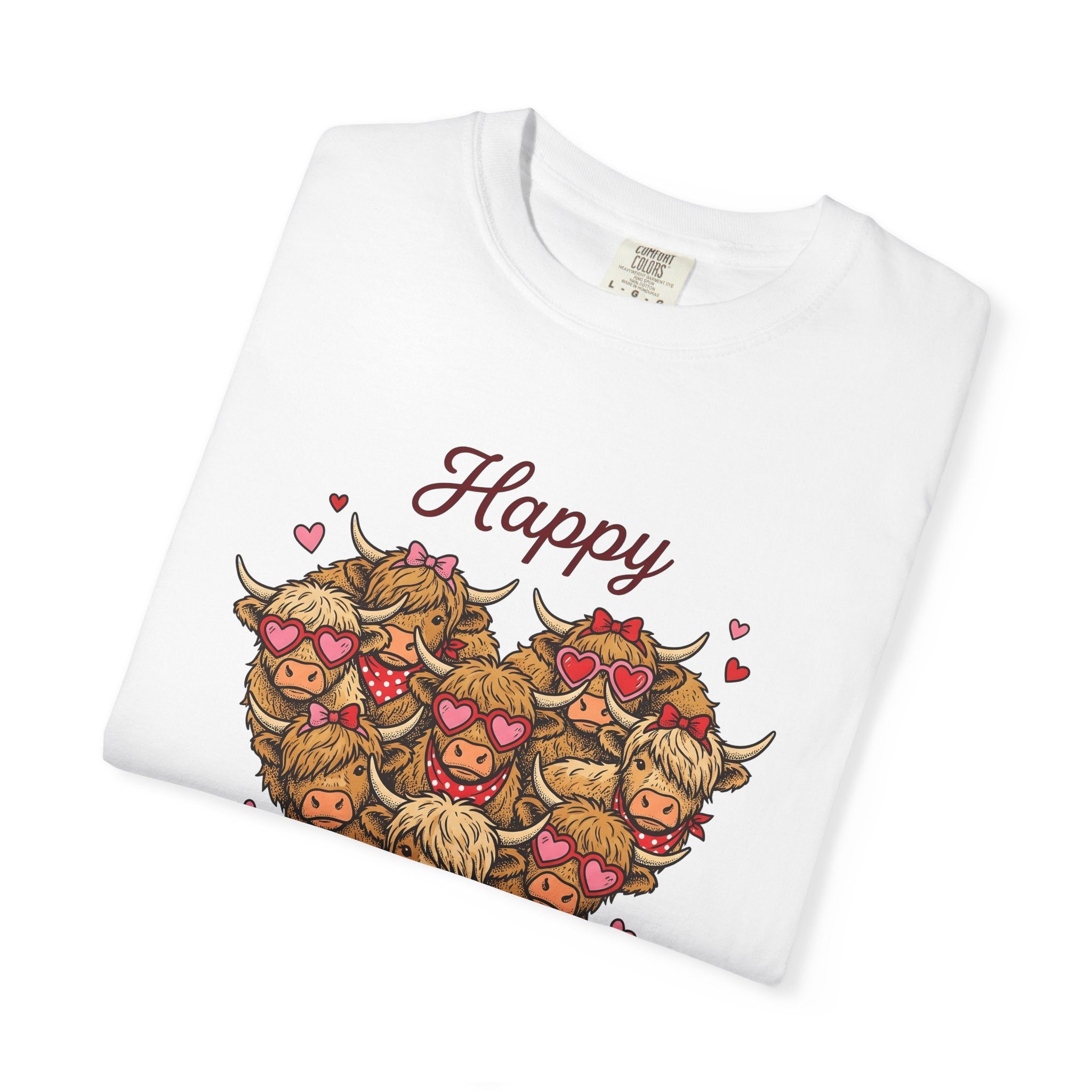 Highland Cows Shirt St Valentines Day Animal Gift Women Cartoon Tee Cow T-Shirt Valentine Fan Comic Tshirt Creature Graphic Vintage Heart