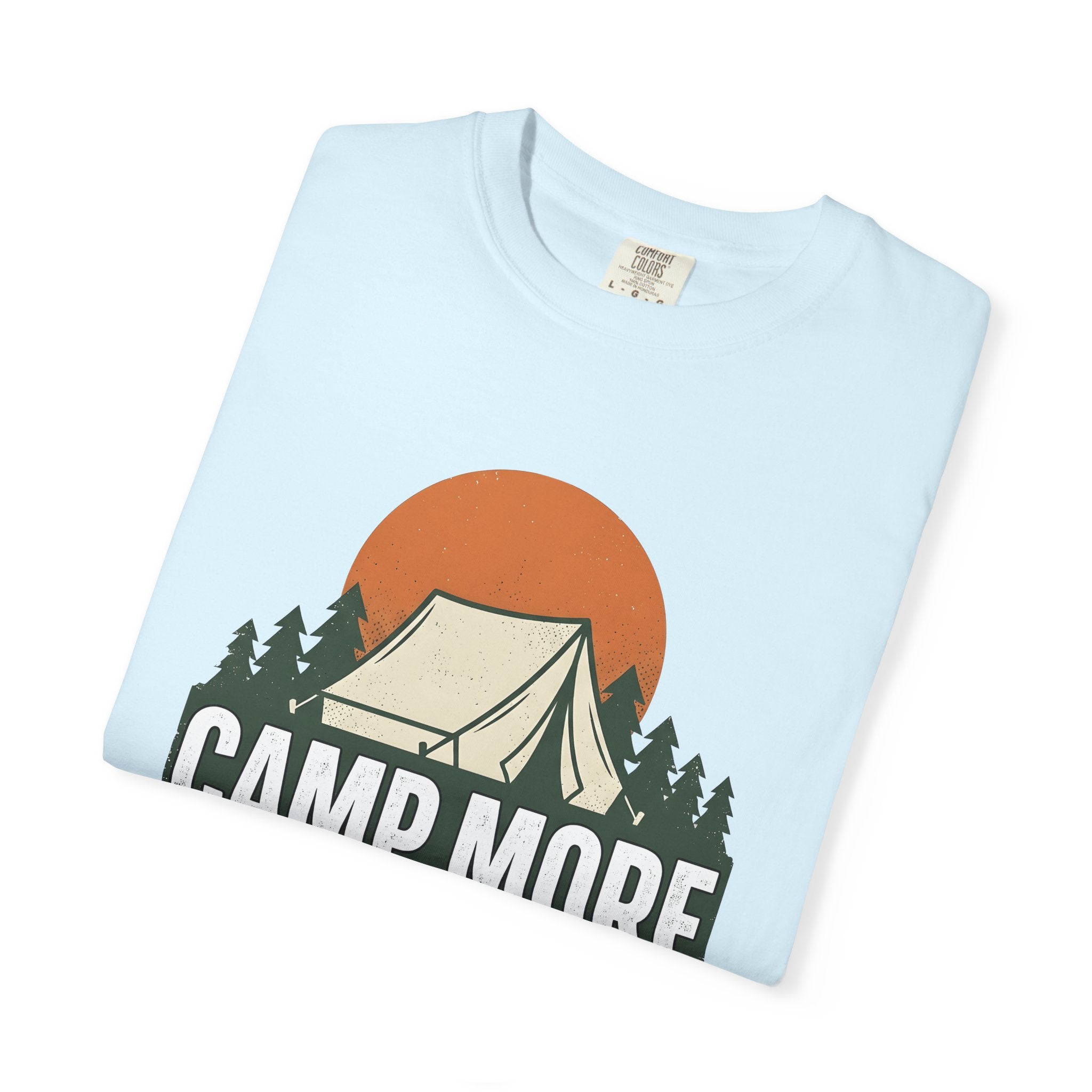 Camping Tent Shirt Camping Hiking Gift Women Vintage Tee Canopy T-Shirt Camper Enthusiast Distressed Tshirt Trekker Graphic Retro Pine Trees