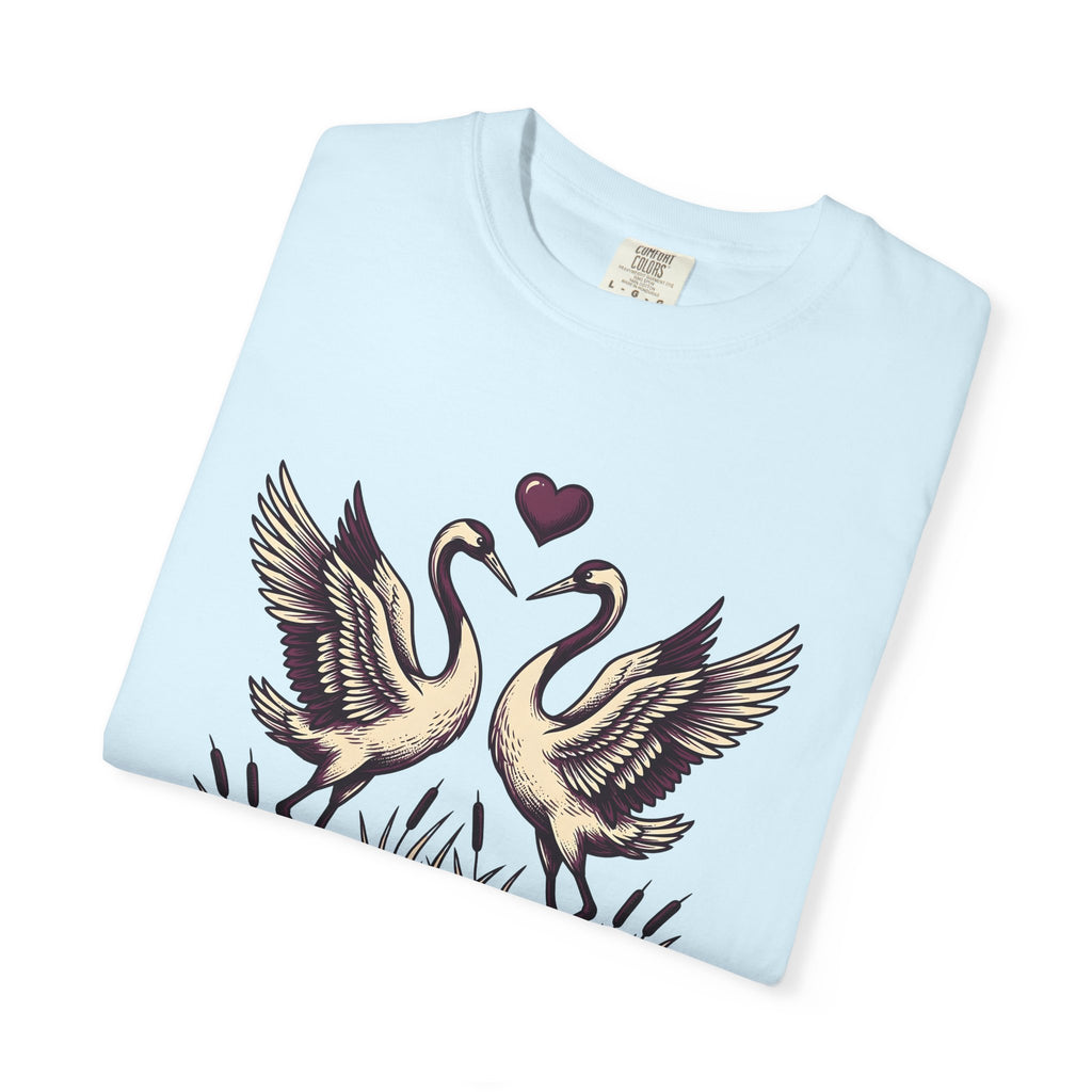 Stork Birds Shirt Animals Outdoors Gift Women Antique Tee Crane T-Shirt Wildlife Enthusiast Vintage Tshirt Nature Graphic Doodle Romance