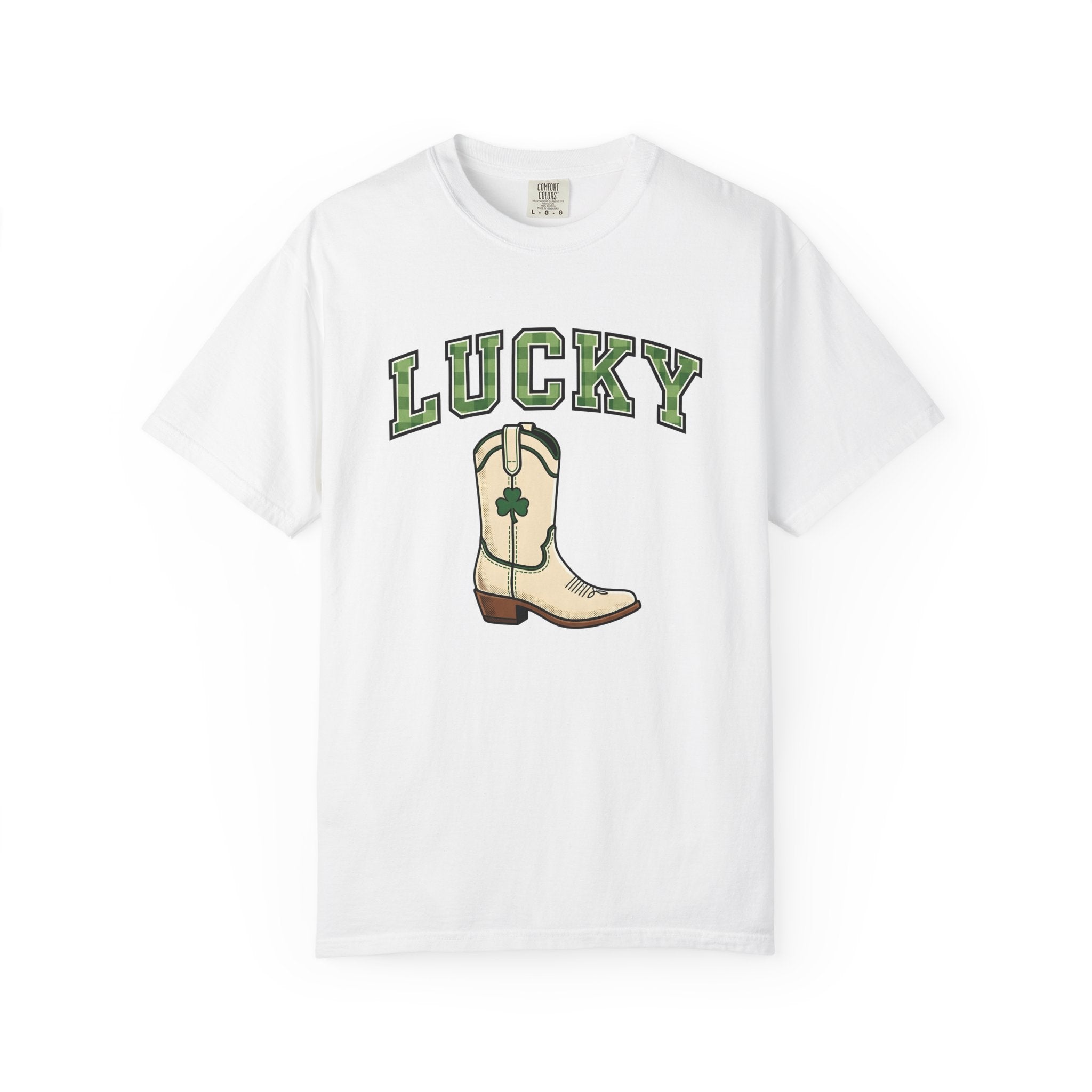 Cowboy Boot Shirt St Patrick's Day Western Gift Women Bold Graphic Tee Boot T-Shirt Irish Fan Graphic Tshirt Rodeo Graphic Vintage Shamrock