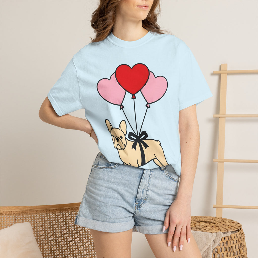 French Bulldog Shirt St. Valentine's Day Puppies Gift Women Doodle Tee Bouledogue T-Shirt Valentine Fan Hand Drawn Tshirt Puppy Graphic