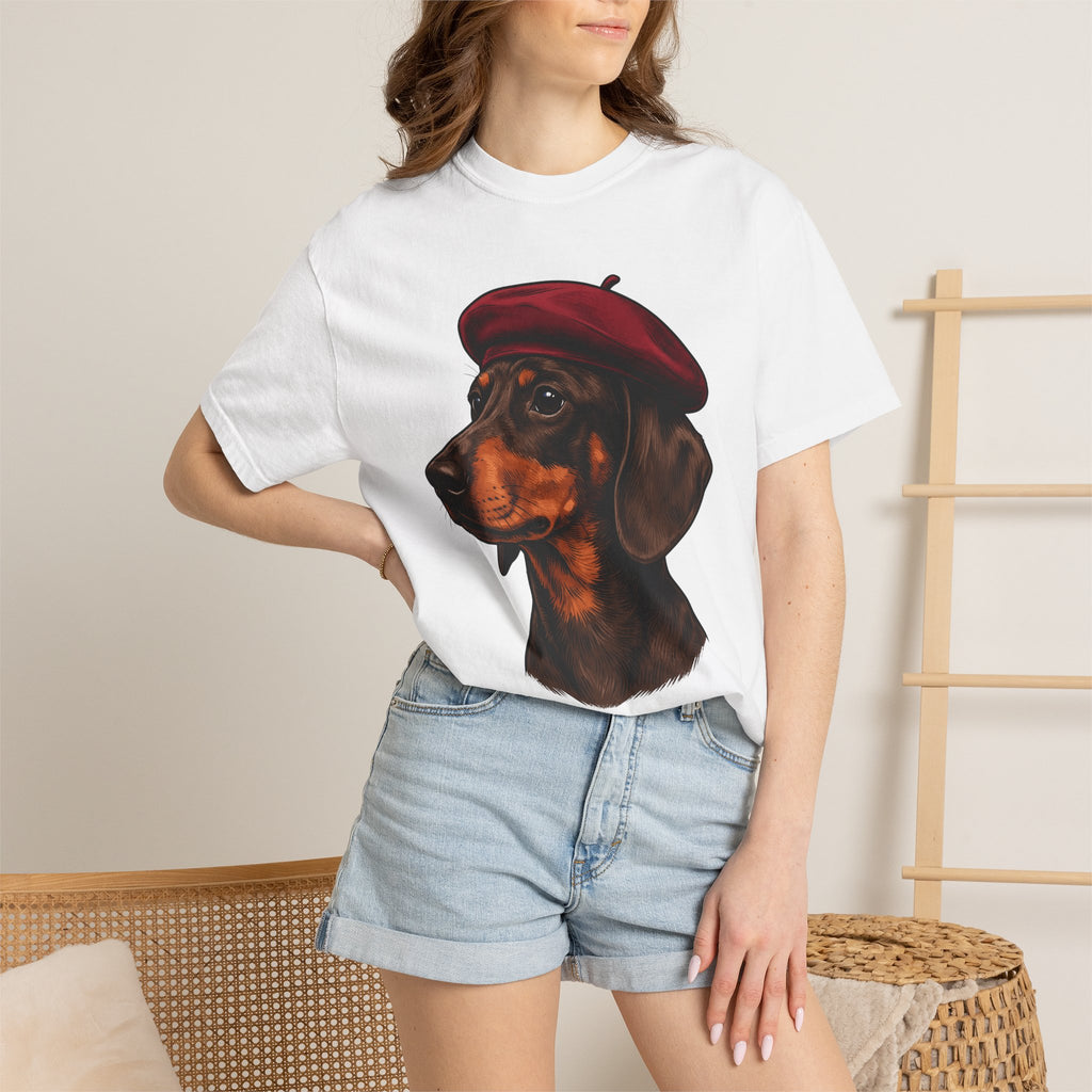 Dachshund Dog Shirt Dog Creatures Gift Women Natural Tee Wiener Dog T-Shirt Dog Fan Doxie Graphic Tshirt Hand Drawn Cap Tshirt