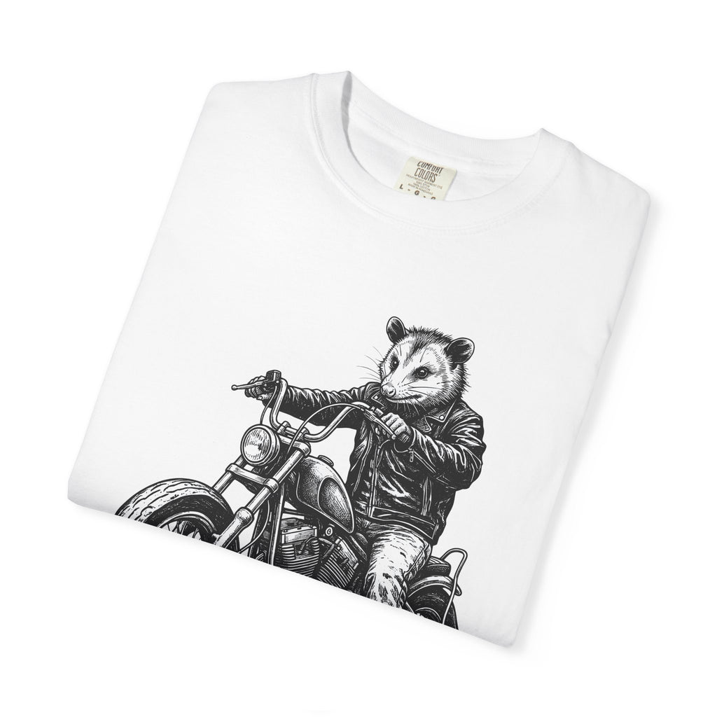 Possum Bike Shirt Animals Riding Gift Women Neo Traditional Tee Opossum T-Shirt Wildlife Enthusiast Vintage Tshirt Motorbike Graphic Old