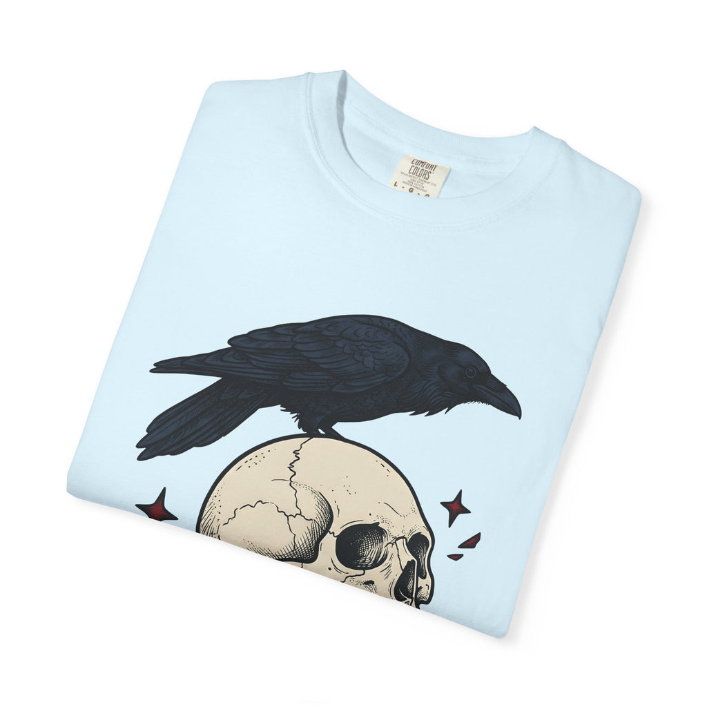 Raven Skull Shirt Halloween Gothic Gift Women Gothic Tee Crow T-Shirt Horror Fan Dark Tshirt Dark Graphic Vintage Stars Tshirt