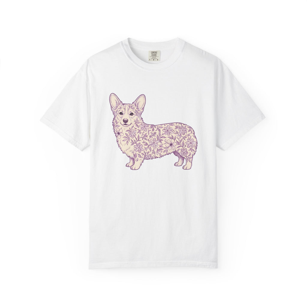 Corgi Pet Shirt Dog Bouquet Gift Women Plant Design Tee Puppy T-Shirt Dog Fan Canine Tshirt Floral Graphic Classic Bloom Tshirt
