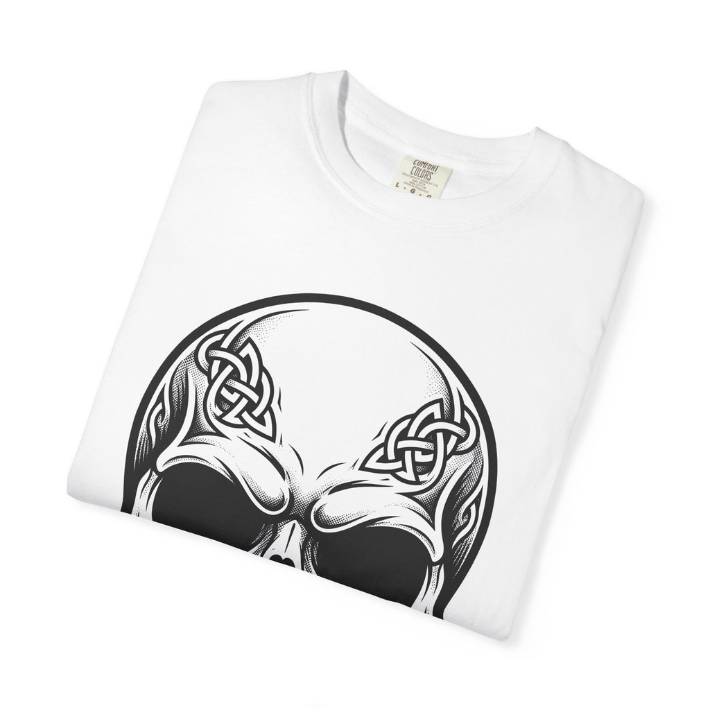 Celtic Skull Shirt St Patrick's Day Fantasy Gift Women Neo Traditional Tee Skull T-Shirt Irish Fan Tribal Tshirt Mythical Graphic Line Art